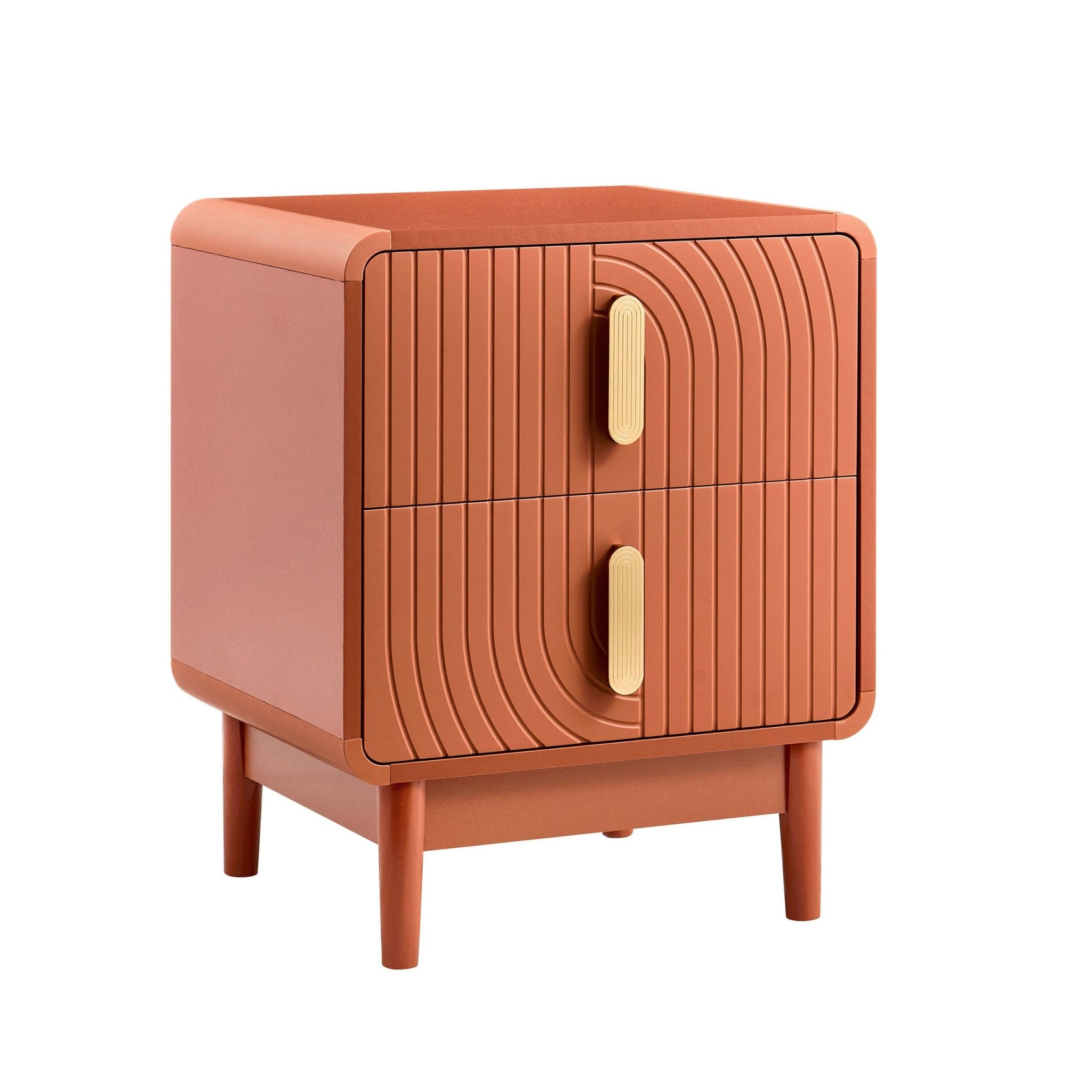 Marnie 2 Drawer Bedside Table - Burnt Orange