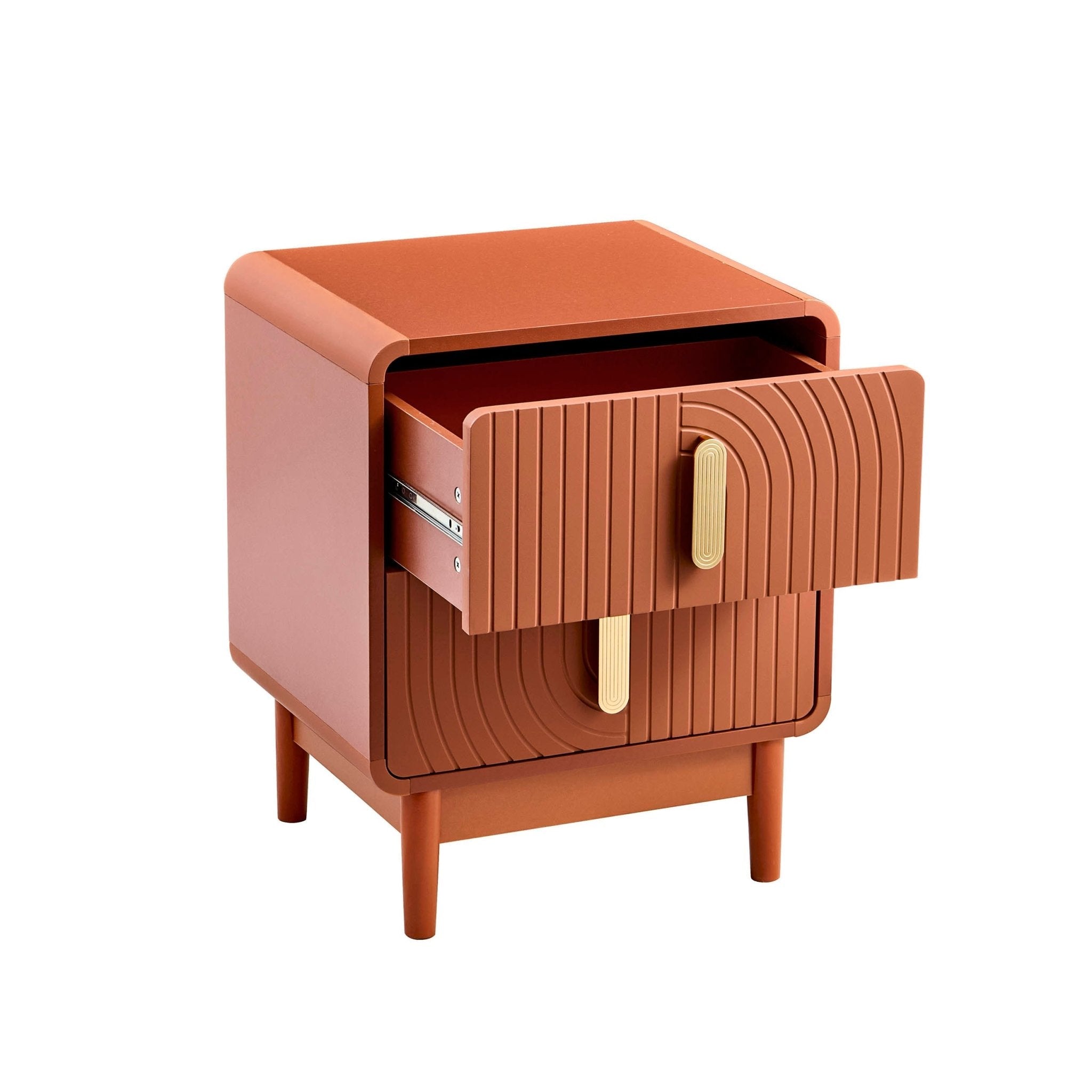 Marnie 2 Drawer Bedside Table - Burnt Orange
