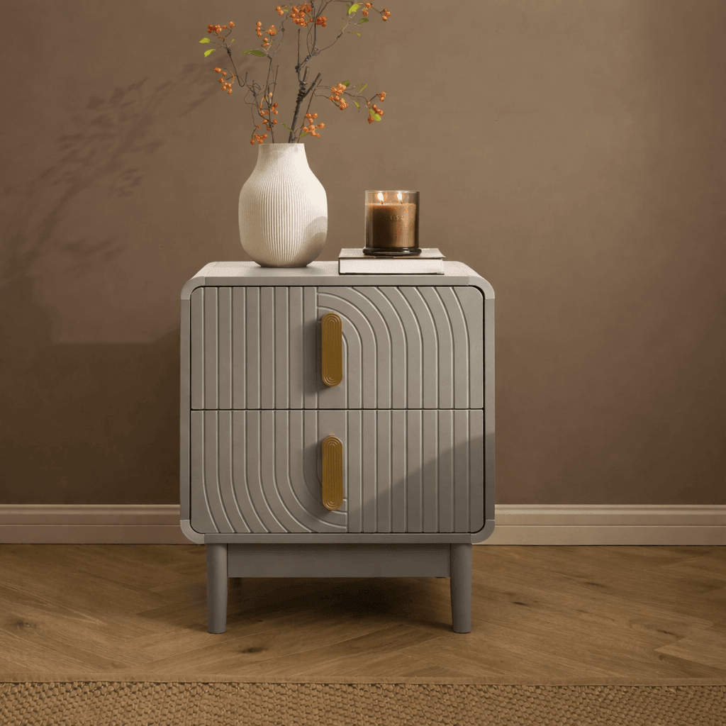Marnie 2 Drawer Bedside Table - Taupe