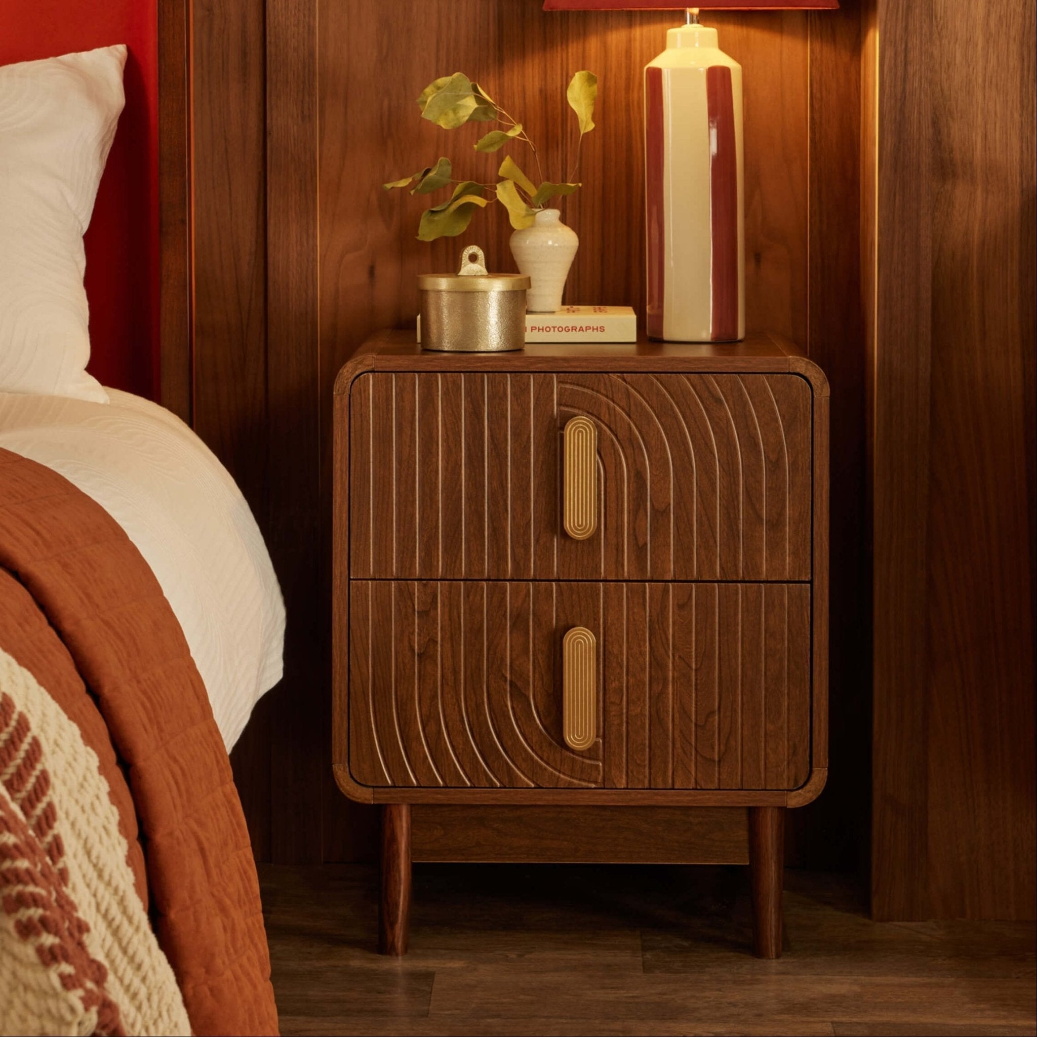 Marnie 2 Drawer Bedside Table - Walnut