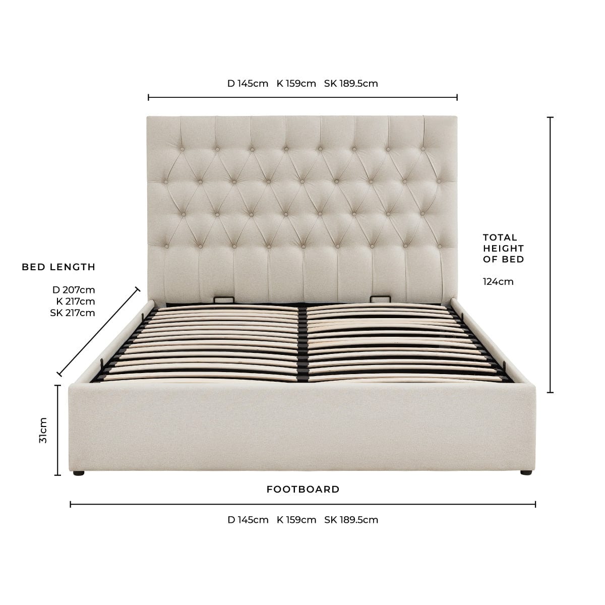 Middleton Ottoman Storage Bed - Natural
