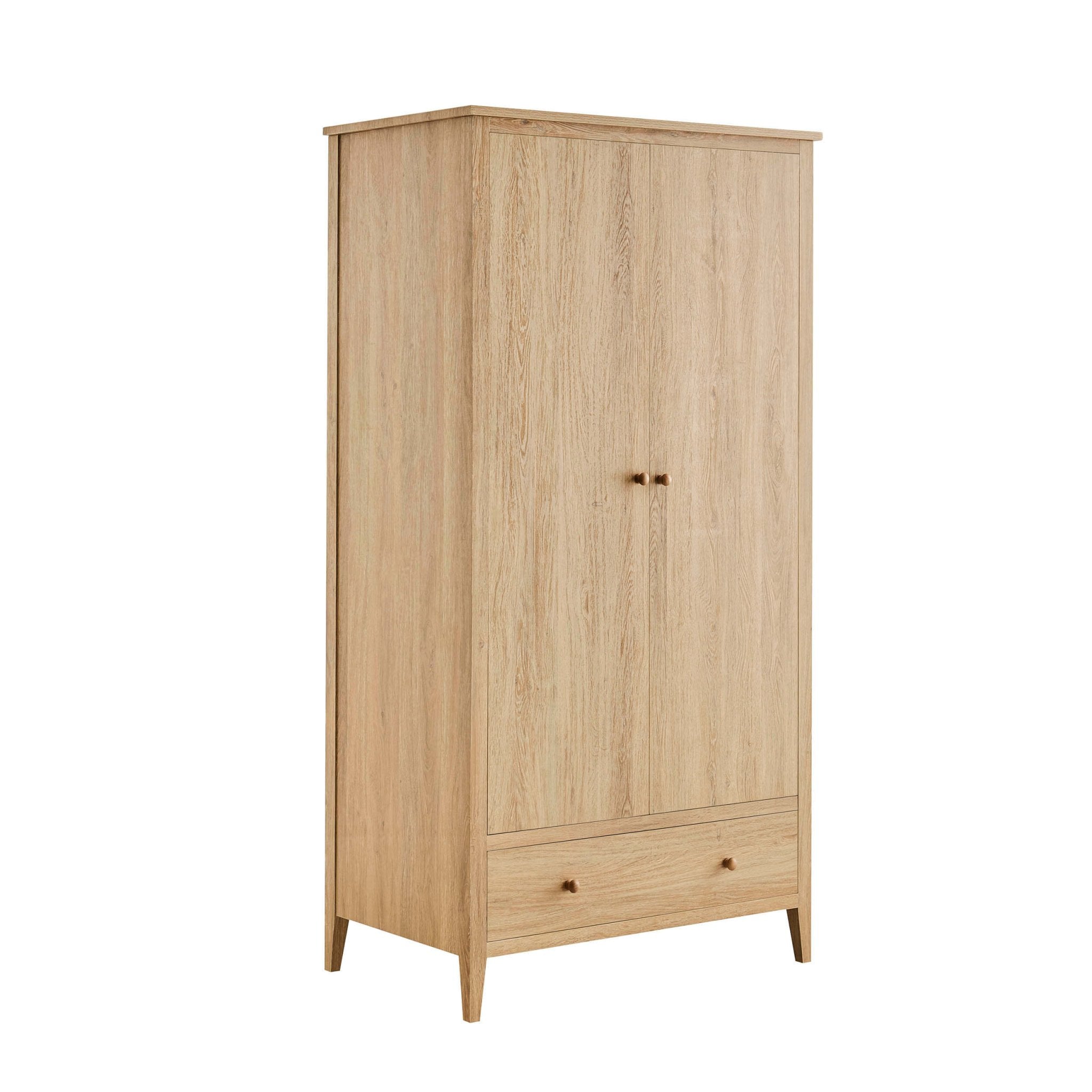 Nell 2 Door Wardrobe with Drawer - Light Wood