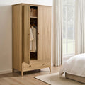 Nell 2 Door Wardrobe with Drawer - Light Wood