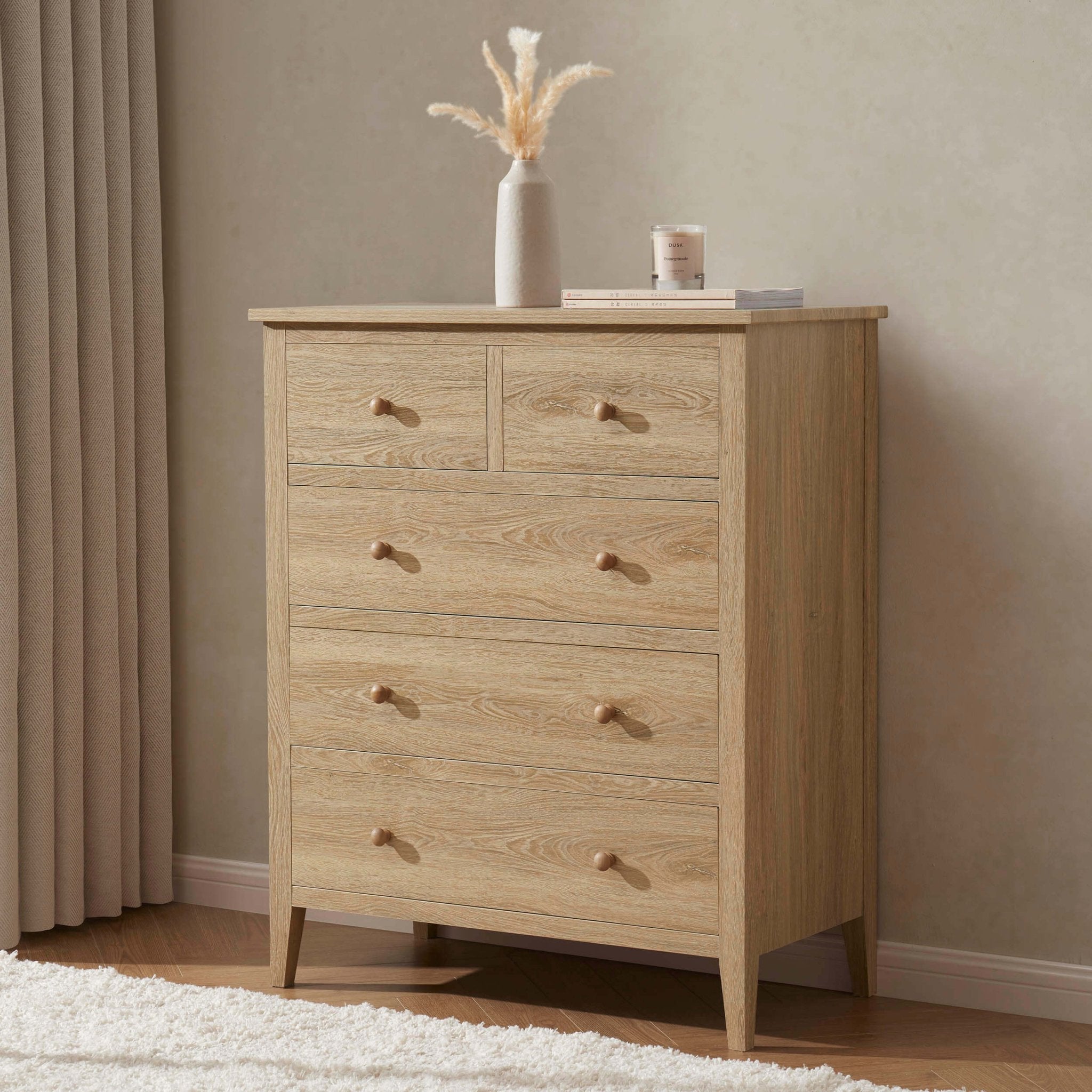Nell 5 Drawer Chest - Light Wood
