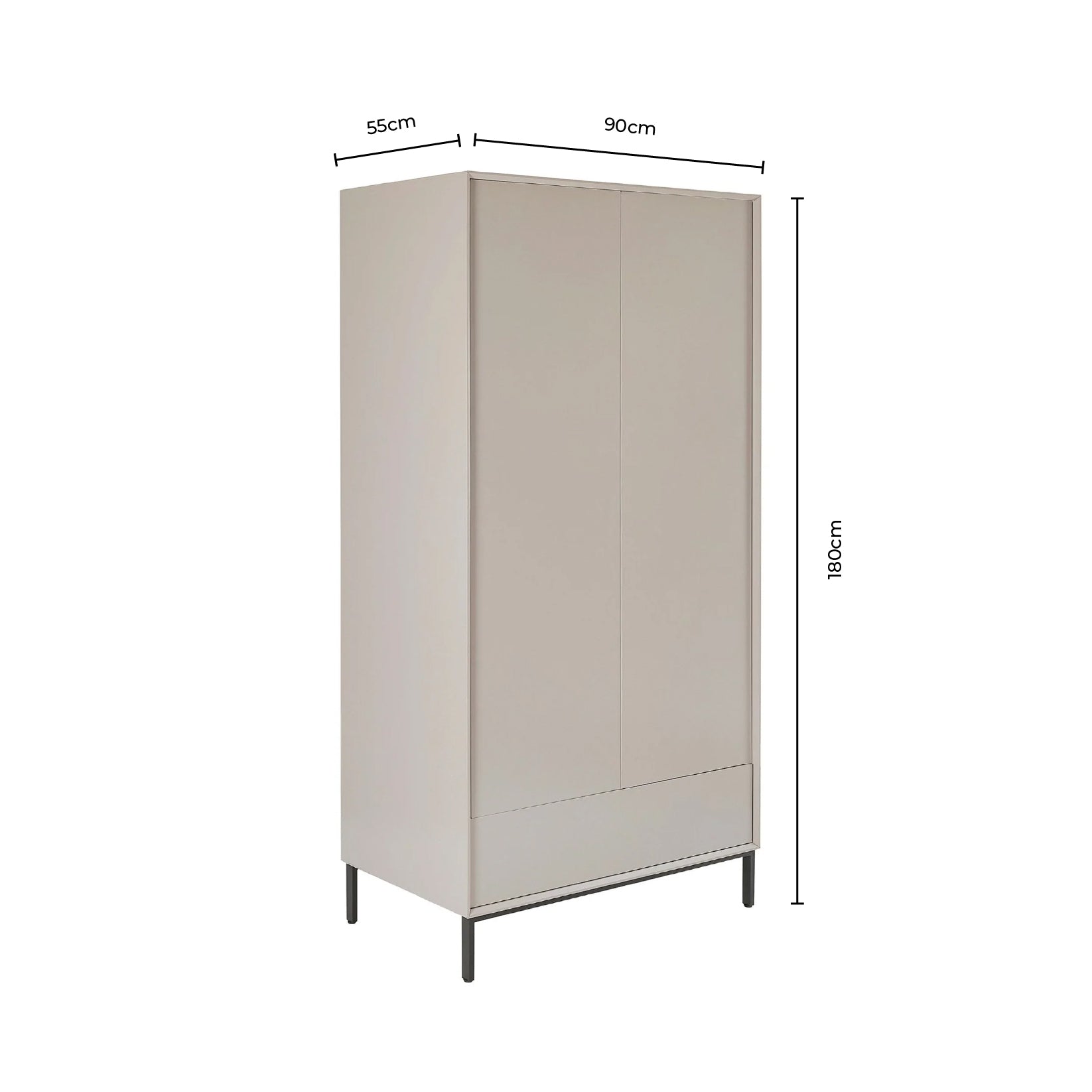 Nova 2 Door Wardrobe with Drawer - Light Wood