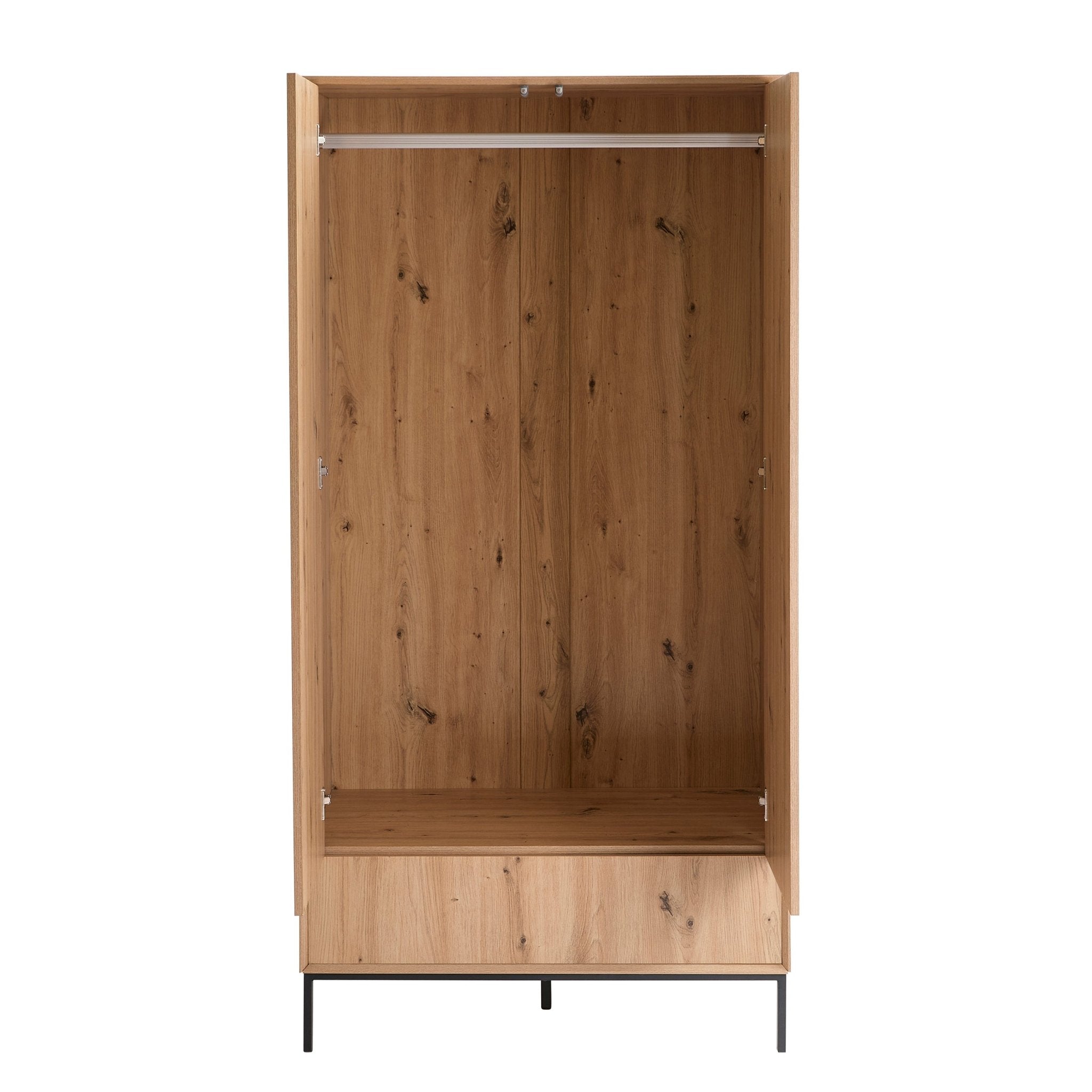 Nova 2 Door Wardrobe with Drawer - Light Wood