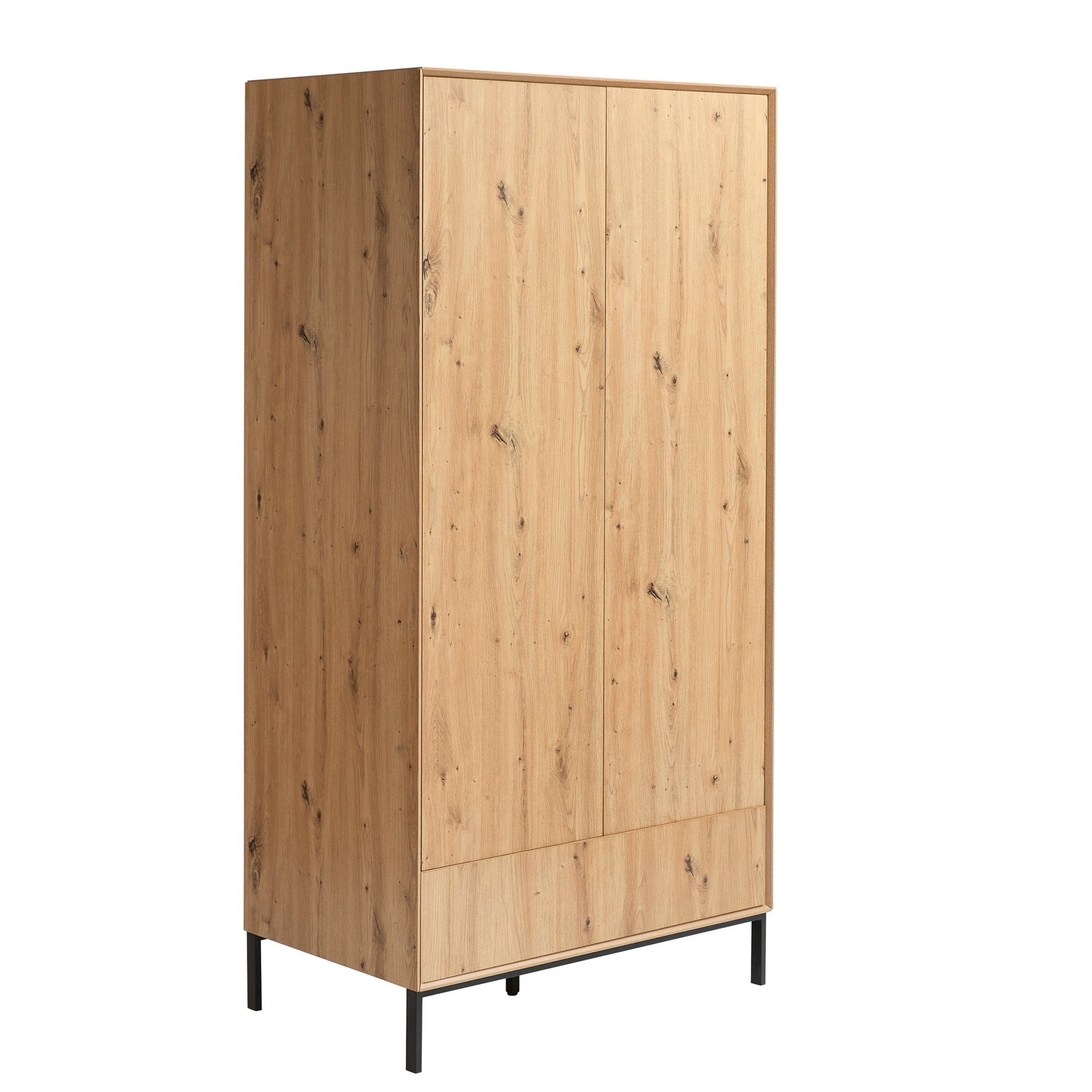 Nova 2 Door Wardrobe with Drawer - Light Wood