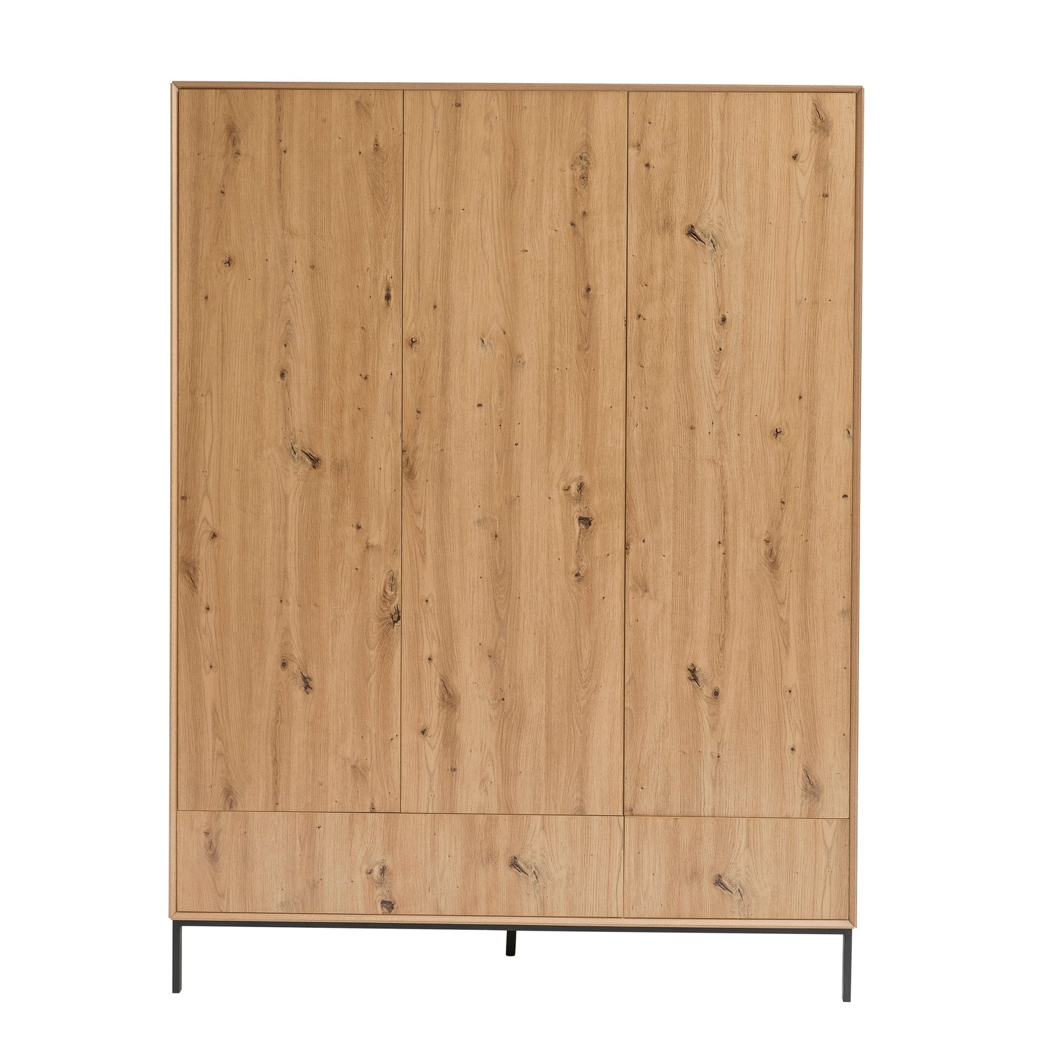 Nova 3 Door Wardrobe with Drawers - Light Wood