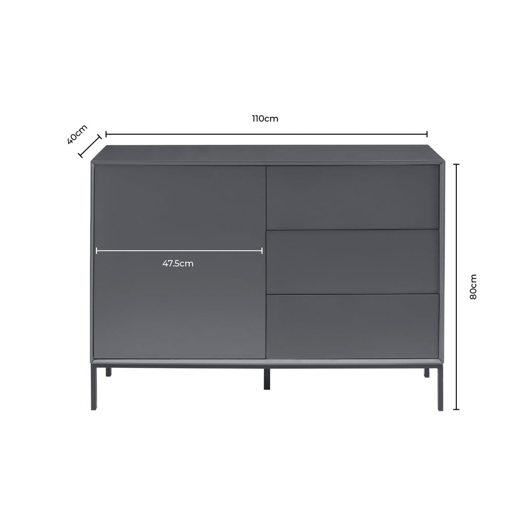 Nova Small Sideboard with Drawers - Charcoal