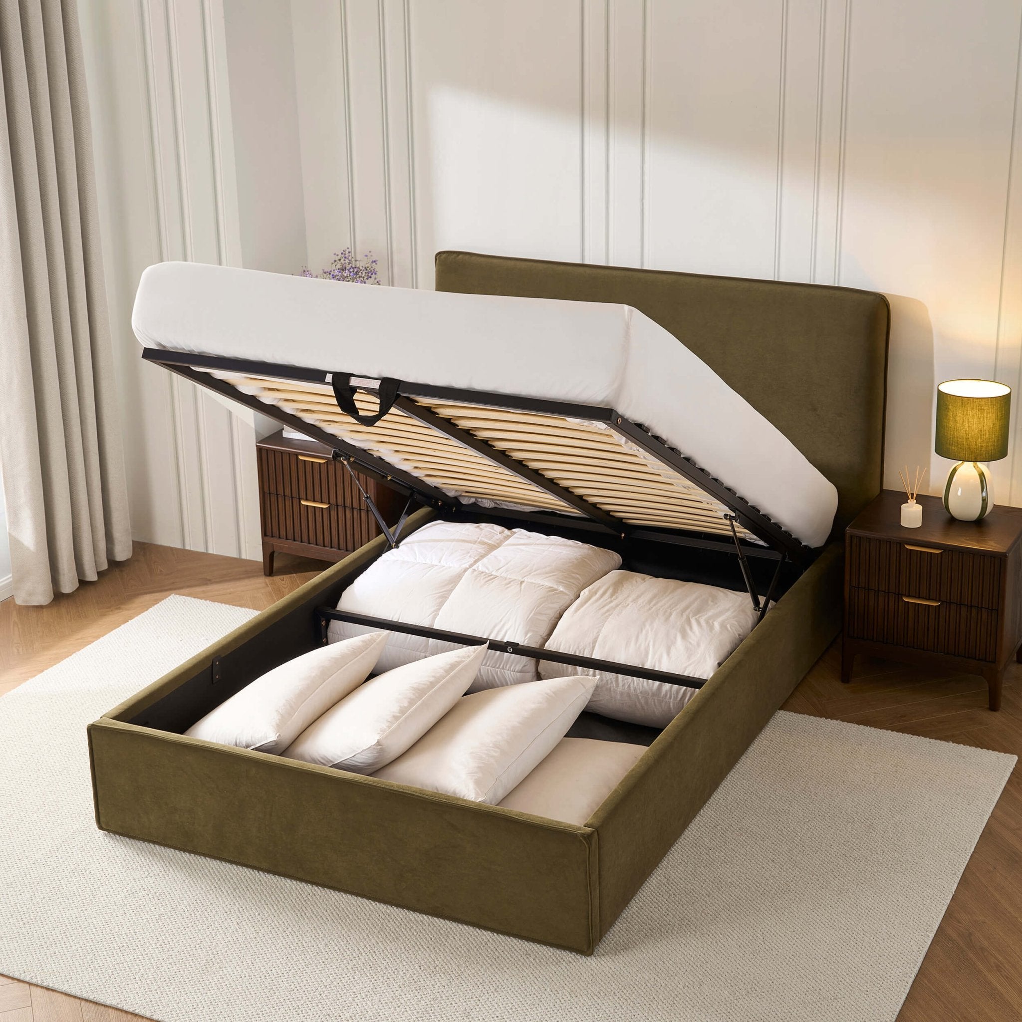 Oslo Ottoman Storage Bed - Olive