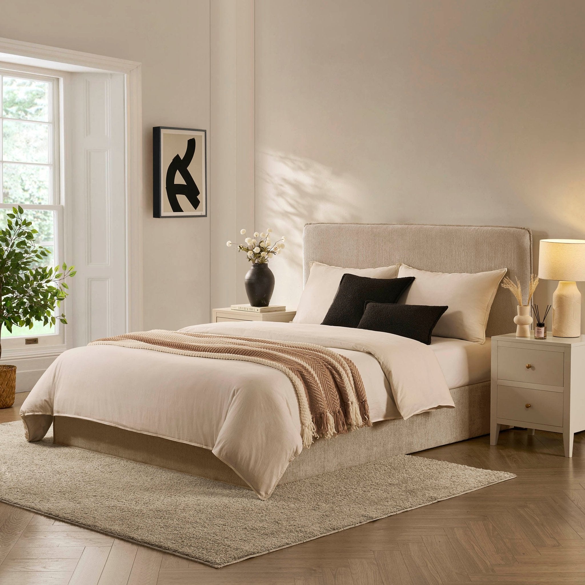 Oslo Ottoman Storage Bed - Textured Oatmeal