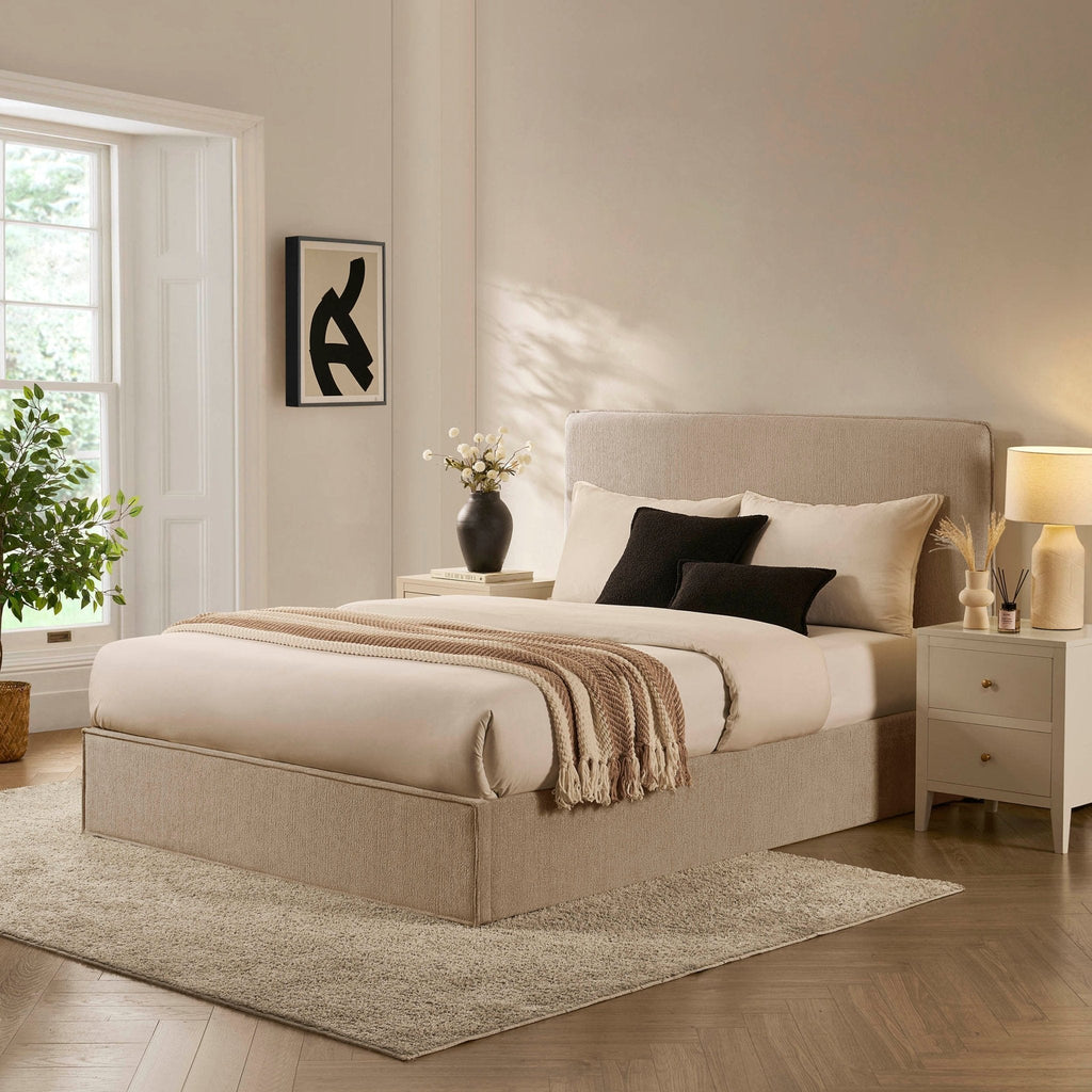 Oslo Ottoman Storage Bed - Textured Oatmeal