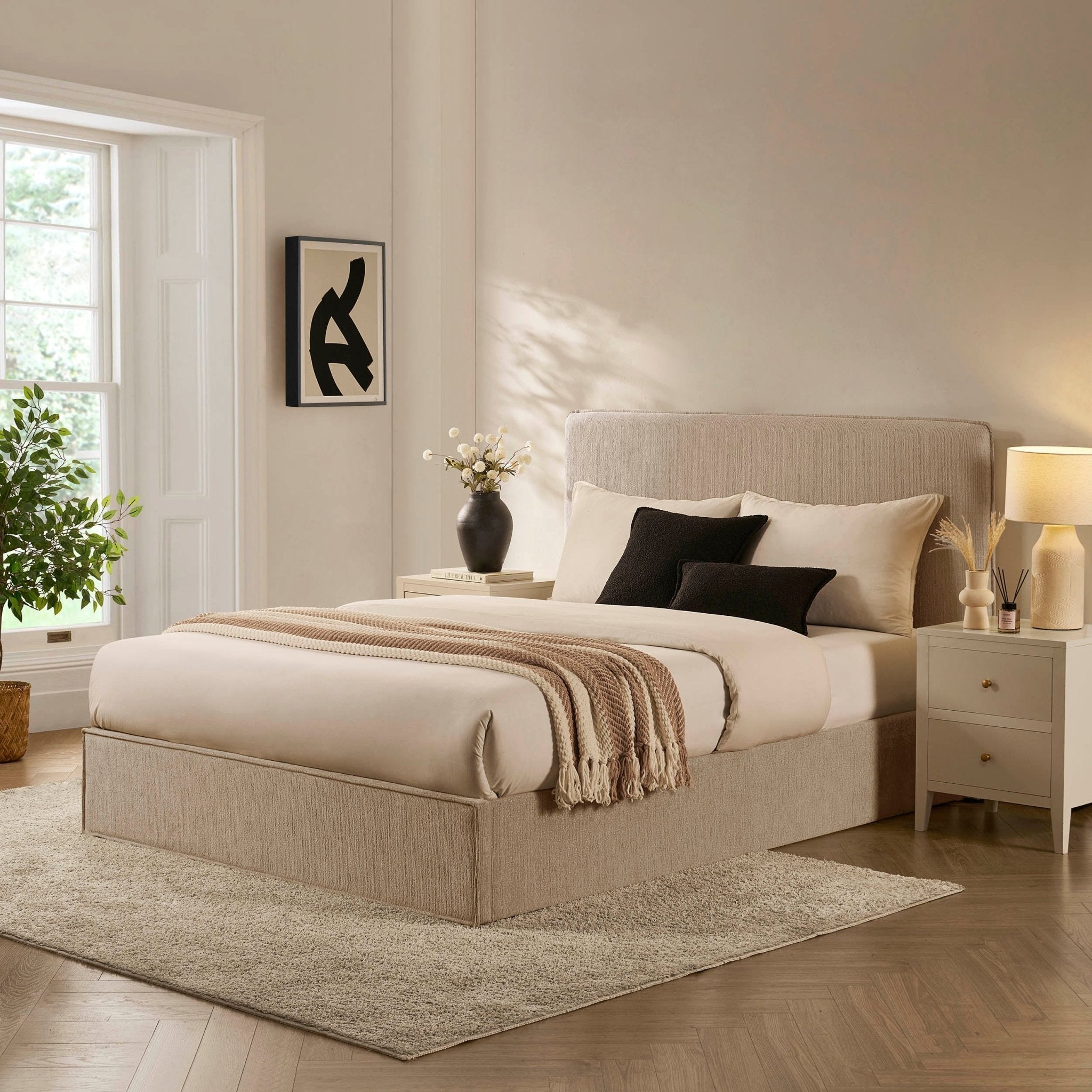Oslo Ottoman Storage Bed - Textured Oatmeal