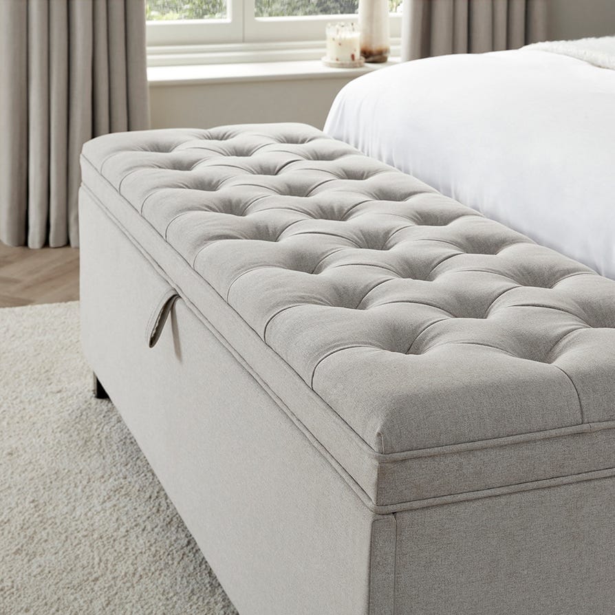 Middleton Button Back Storage Ottoman - Natural