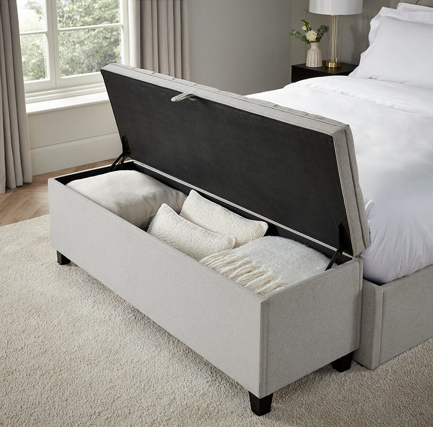Middleton Button Back Storage Ottoman - Natural