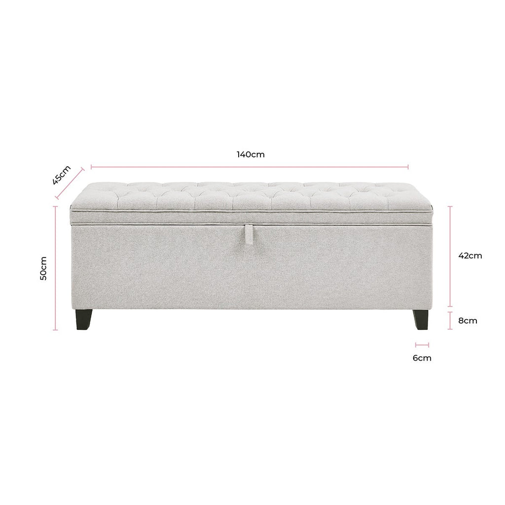 Middleton Button Back Storage Ottoman - Natural