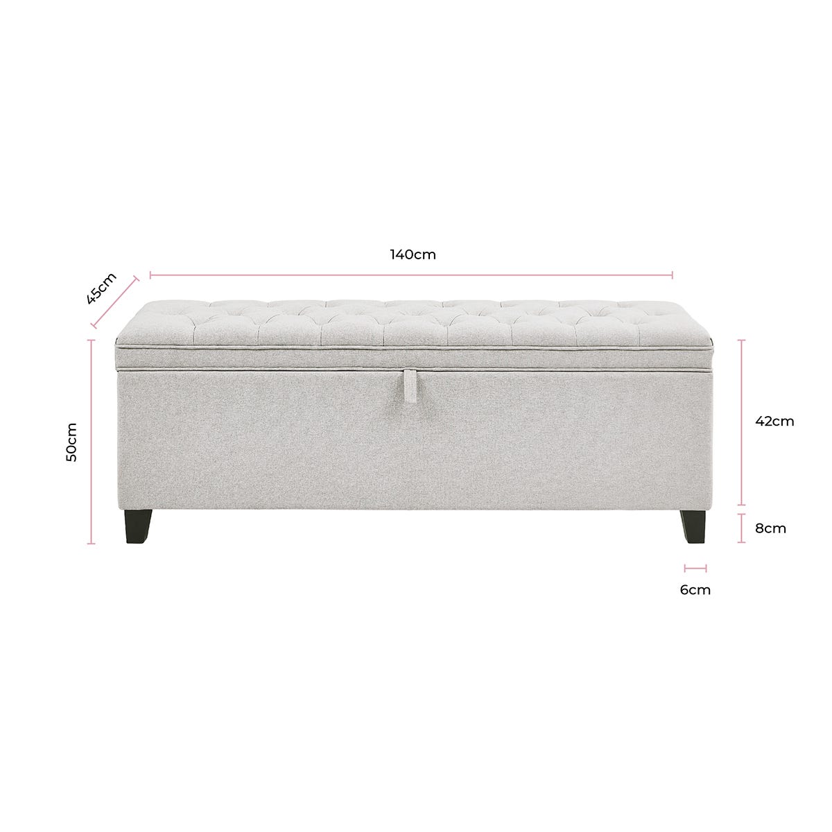 Middleton Button Back Storage Ottoman - Natural