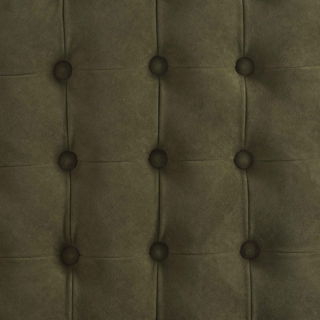 Paisley Buttoned Round Storage Pouffe - Olive