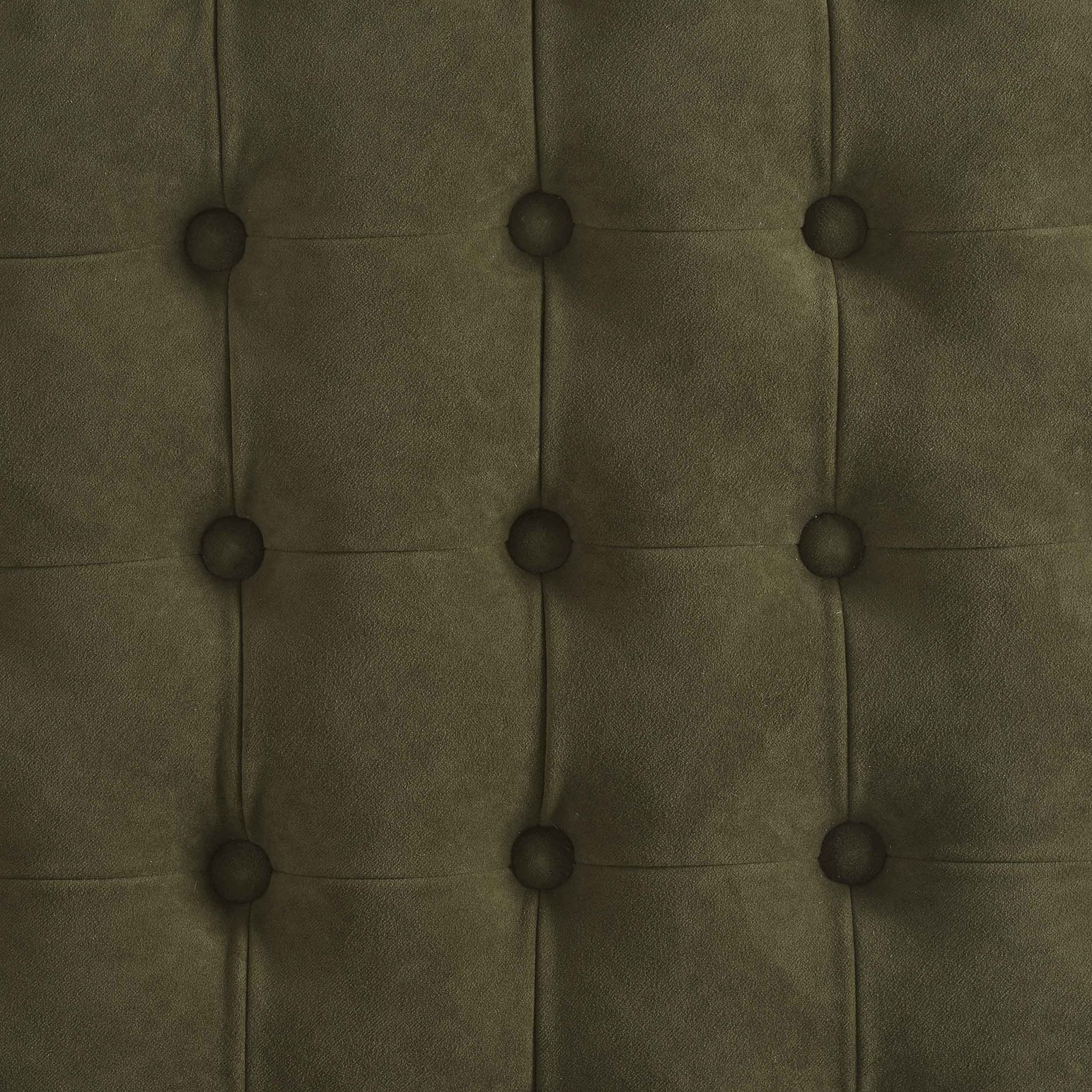 Paisley Buttoned Round Storage Pouffe - Olive