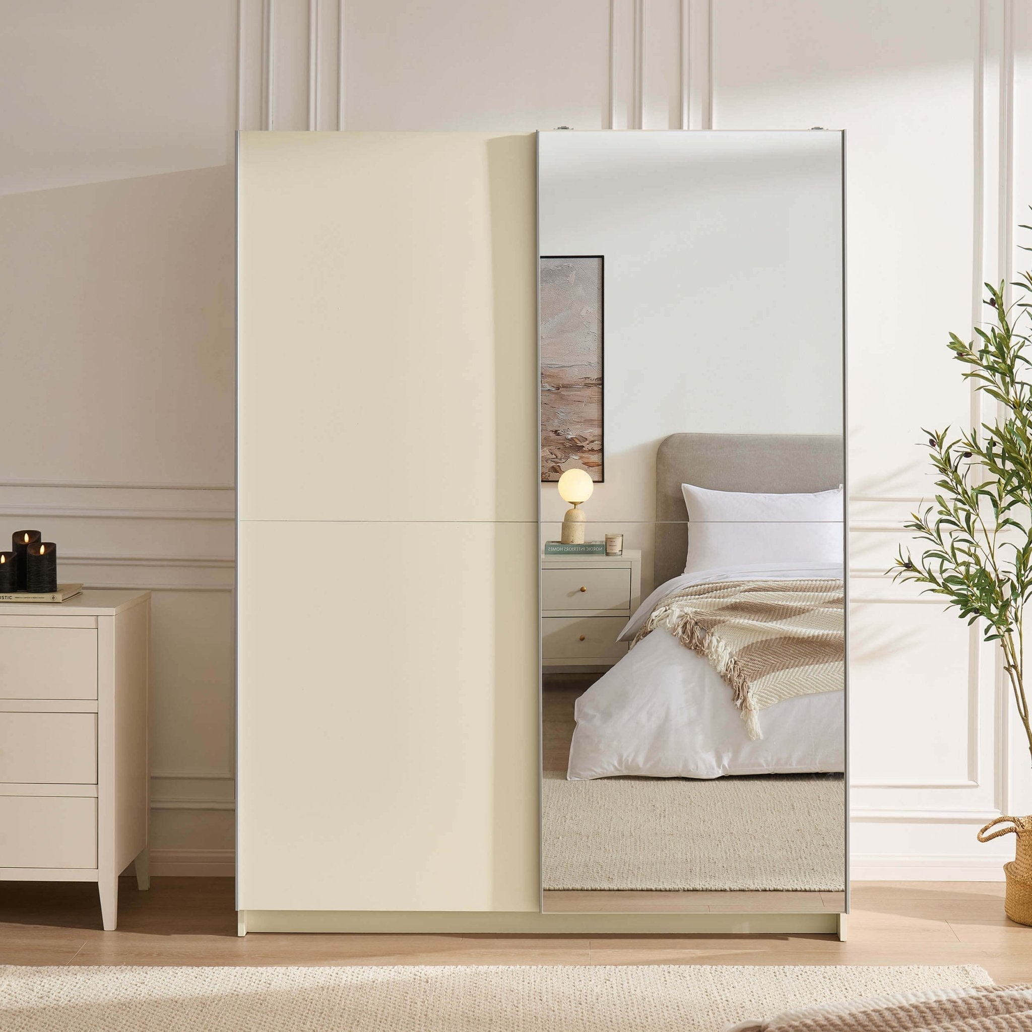 Penelope 150cm 2 Door Sliding Wardrobe - Cream