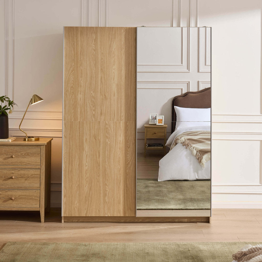 Penelope 150cm 2 Door Sliding Wardrobe - Light Wood