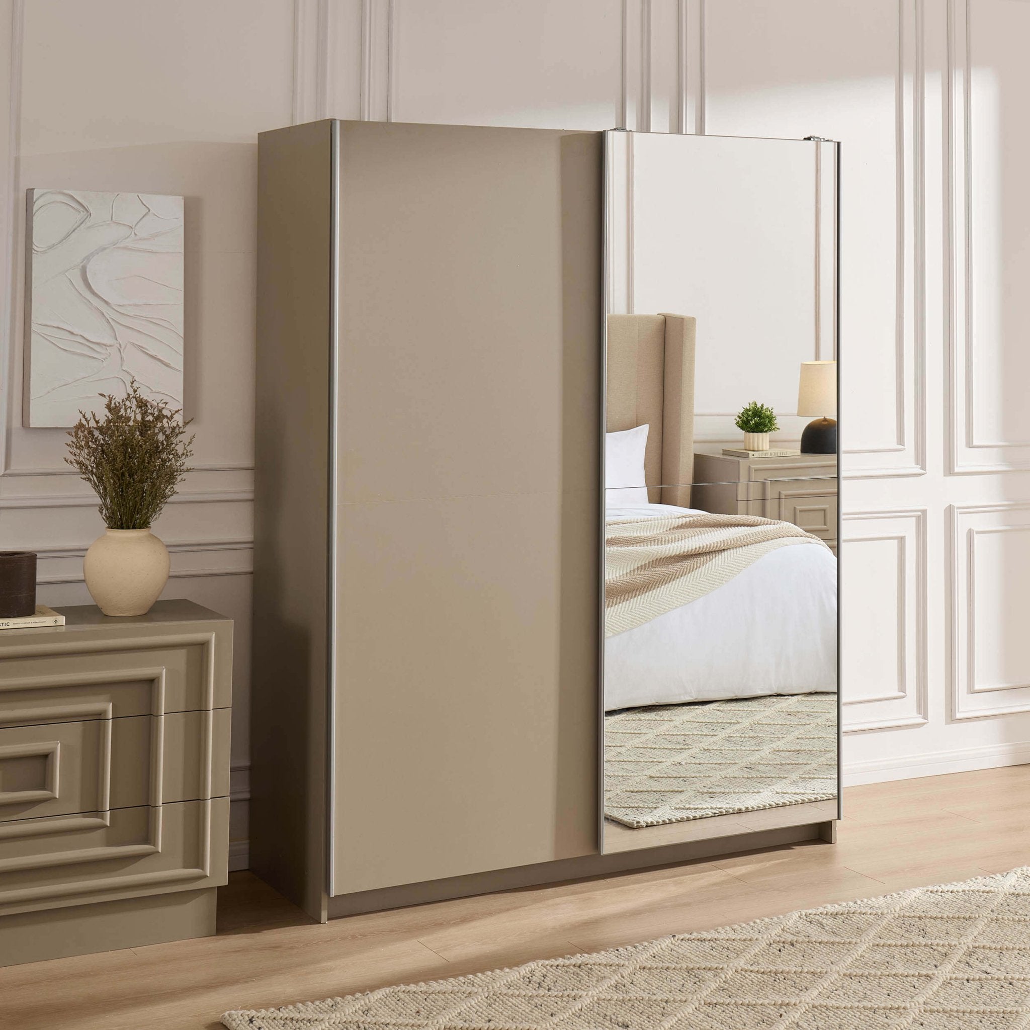 Penelope 150cm 2 Door Sliding Wardrobe - Taupe