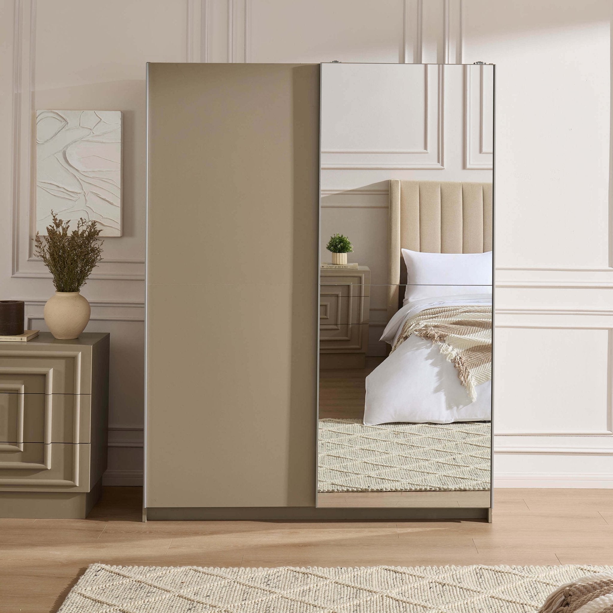 Penelope 150cm 2 Door Sliding Wardrobe - Taupe