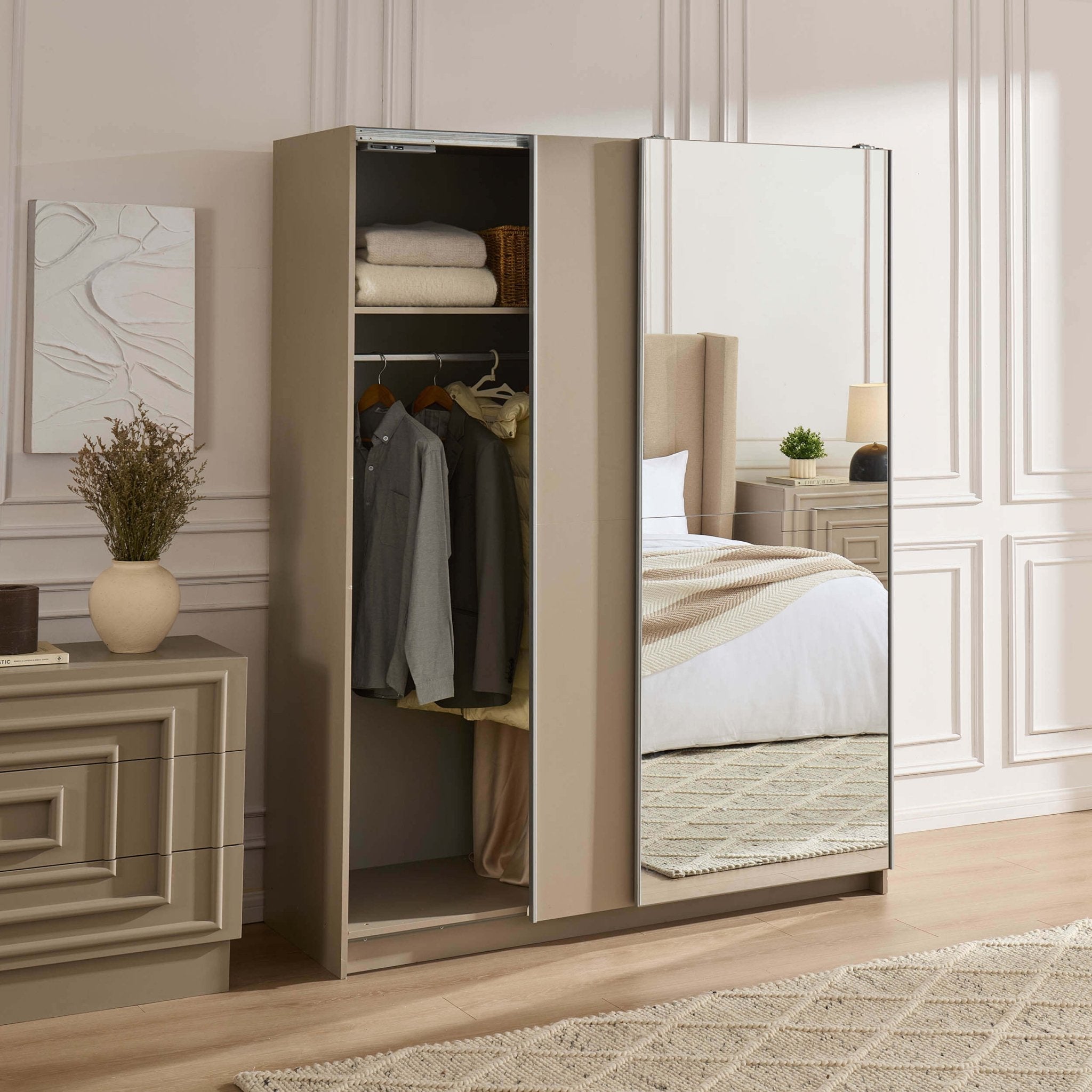 Penelope 150cm 2 Door Sliding Wardrobe - Taupe
