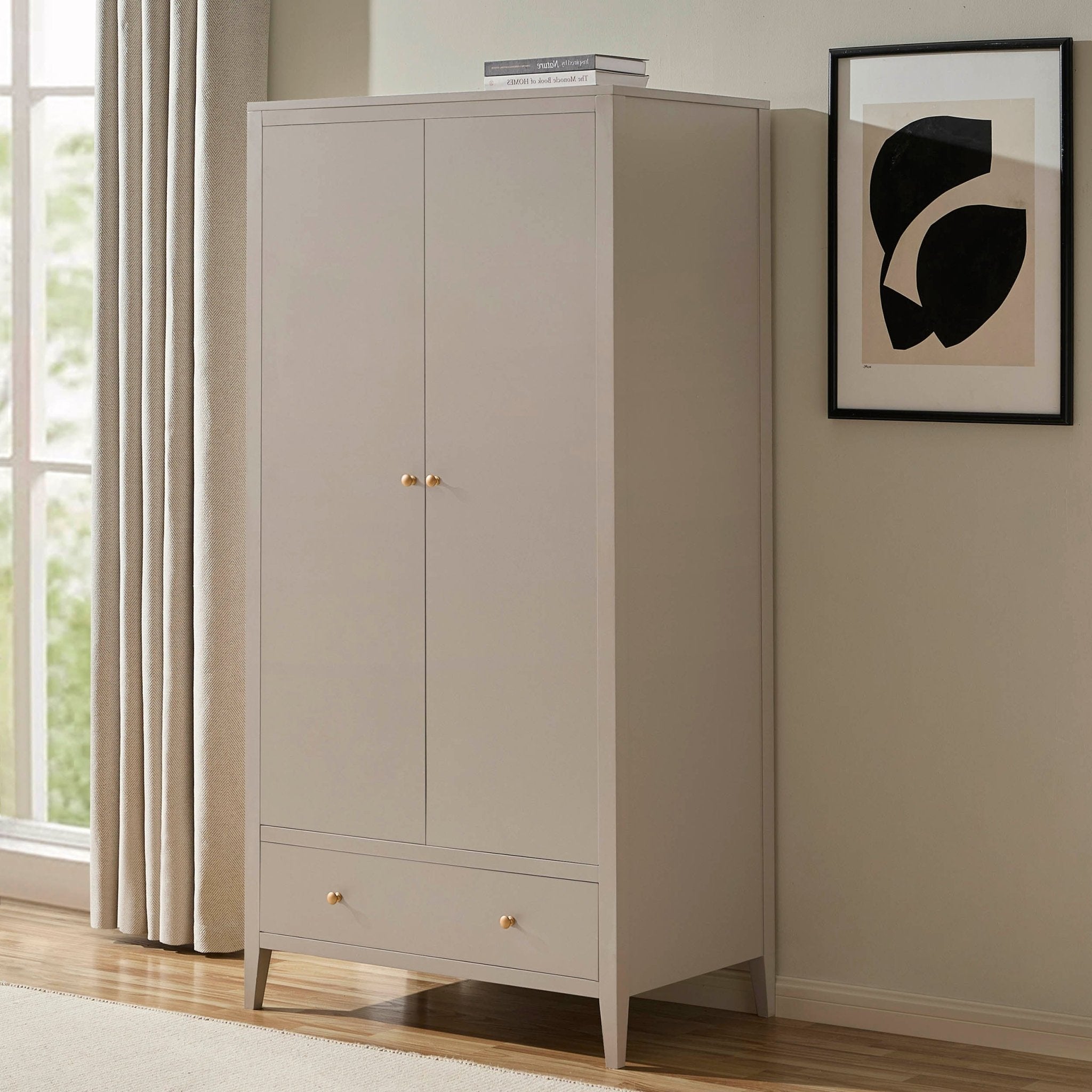 Poppy 2 Door Wardrobe with Drawer - Taupe