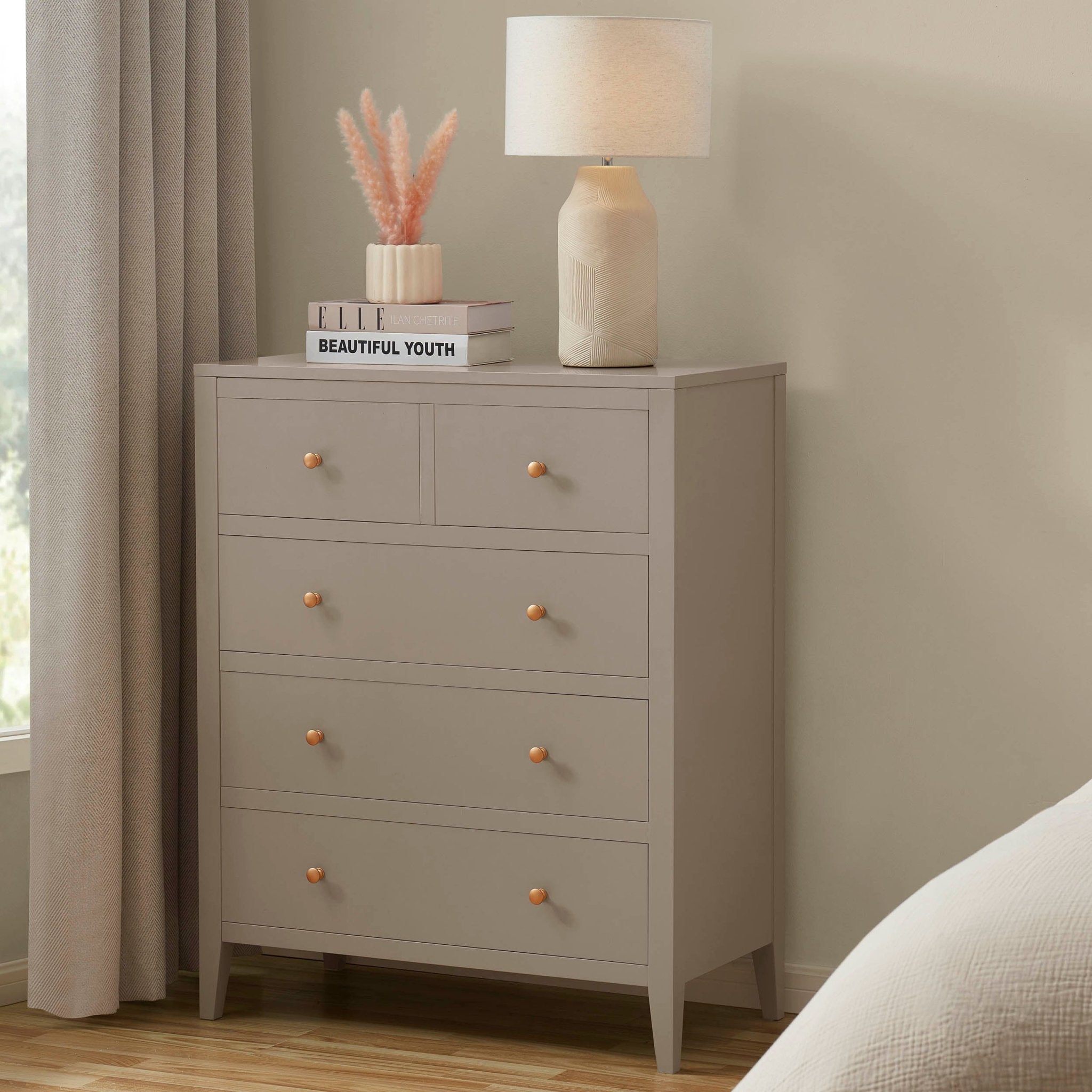 Poppy 5 Drawer Chest - Taupe