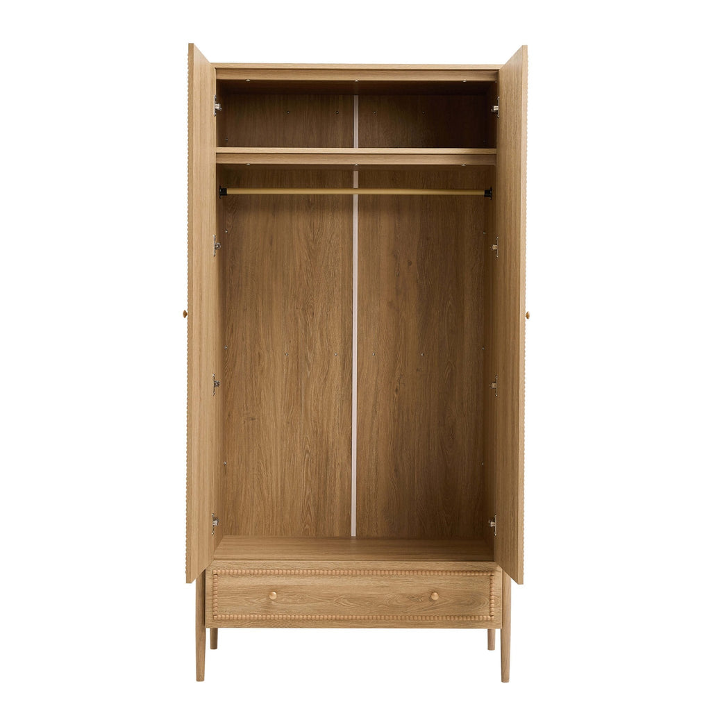 Posy Bobbin 2 Door Wardrobe with Drawer - Light Wood