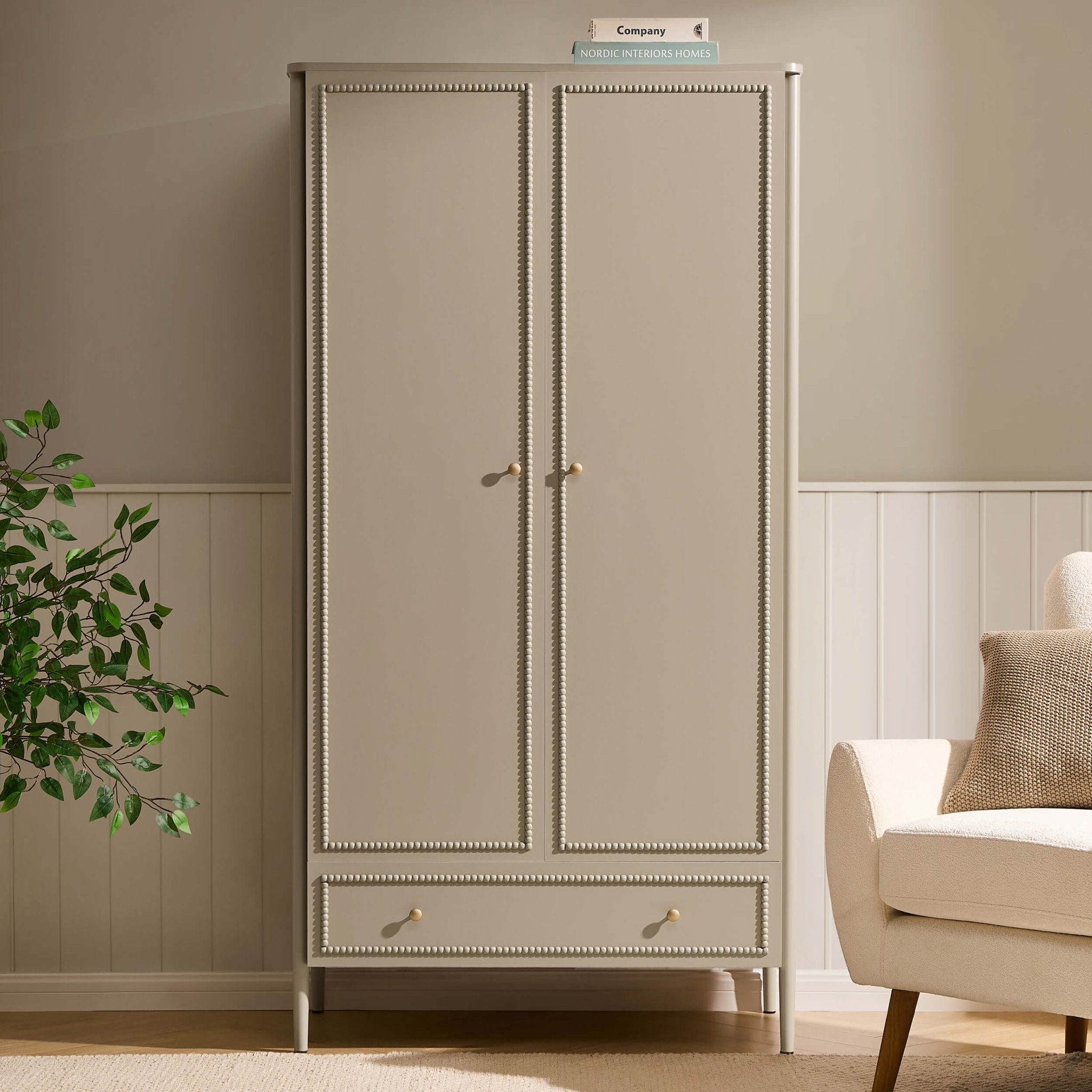 Posy Bobbin 2 Door Wardrobe with Drawer - Taupe