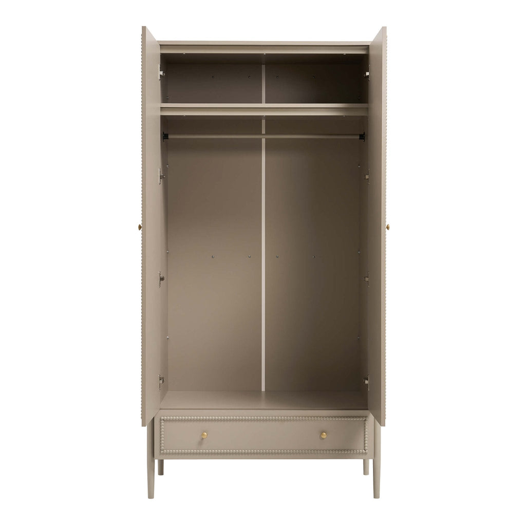 Posy Bobbin 2 Door Wardrobe with Drawer - Taupe