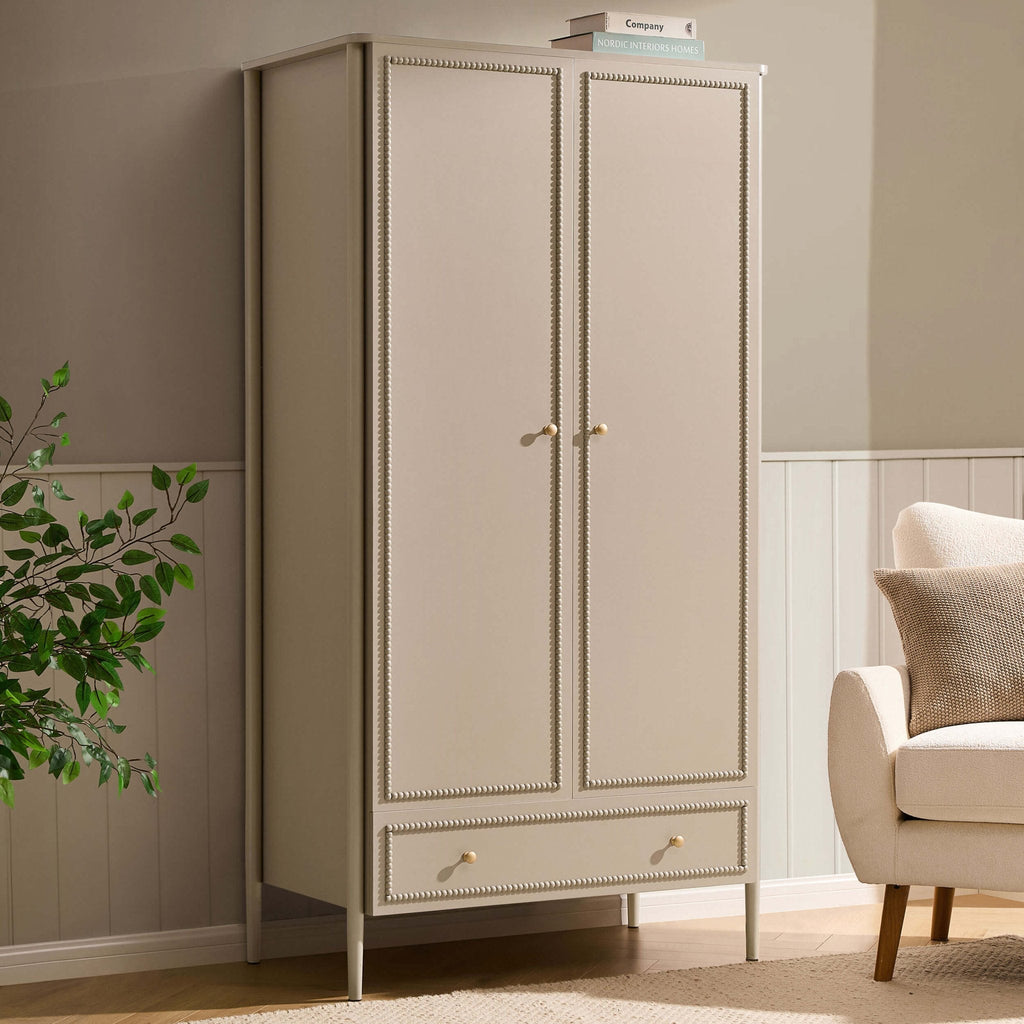 Posy Bobbin 2 Door Wardrobe with Drawer - Taupe