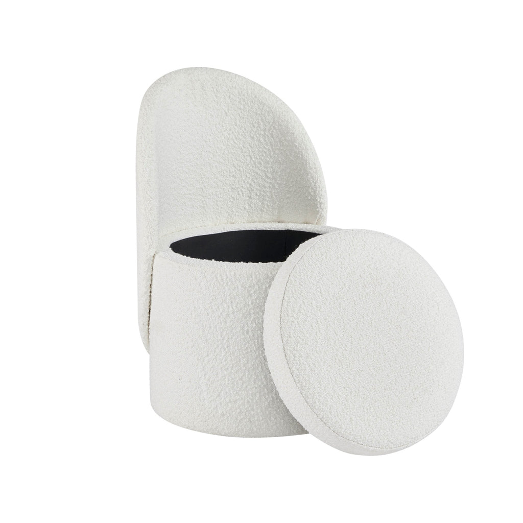 Primrose Boucle Dressing Table Storage Stool - Off White