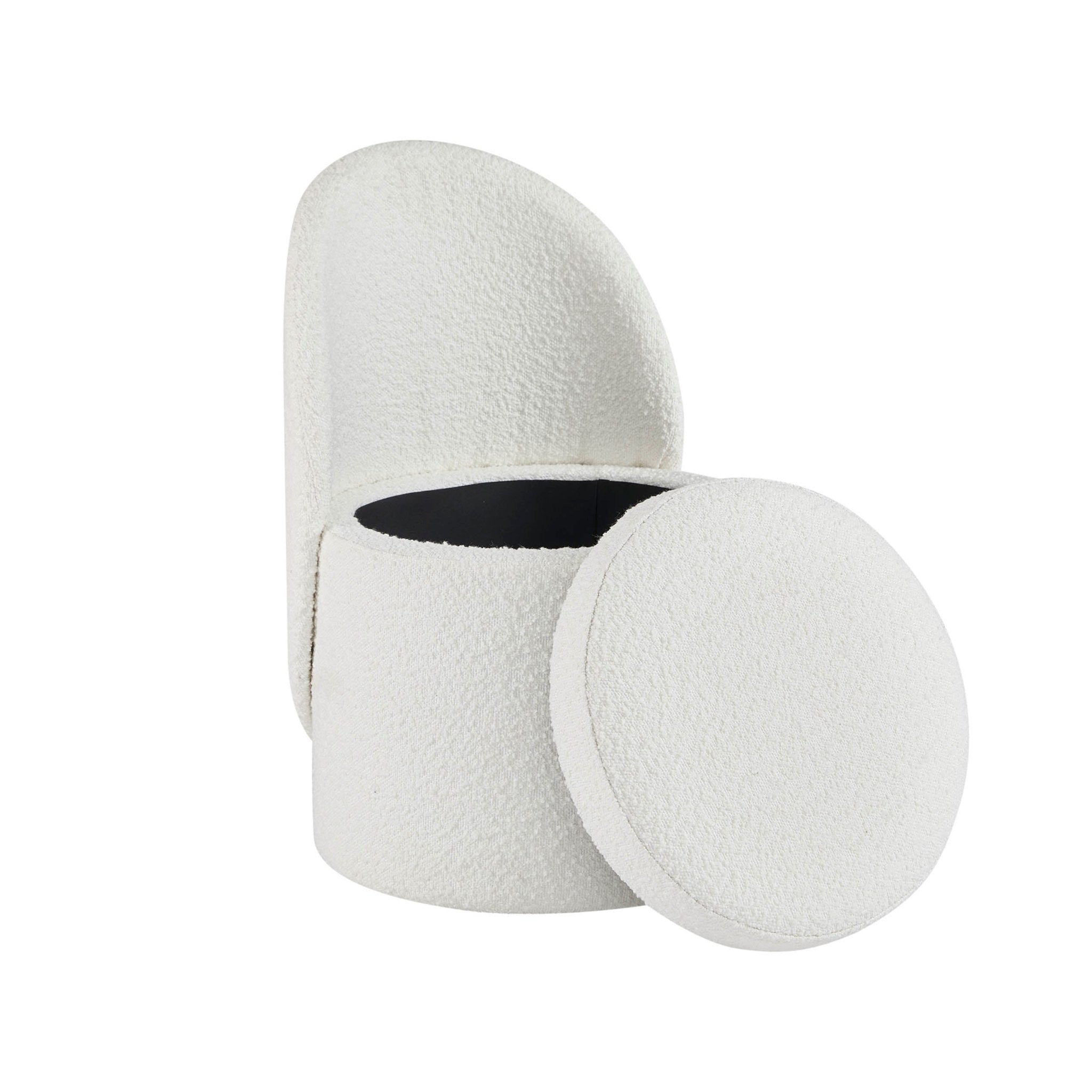Primrose Boucle Dressing Table Storage Stool - Off White
