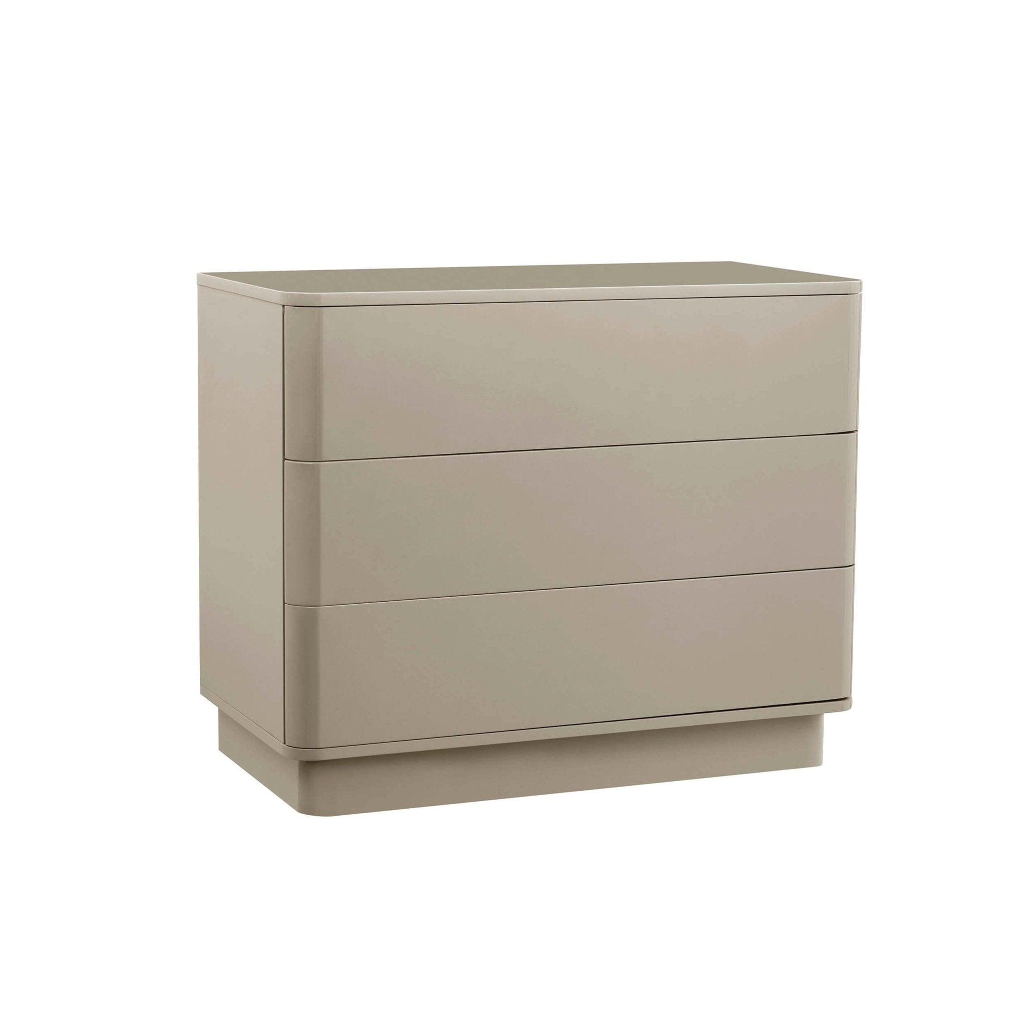 Romilly High Gloss 3 Drawer Chest - Taupe
