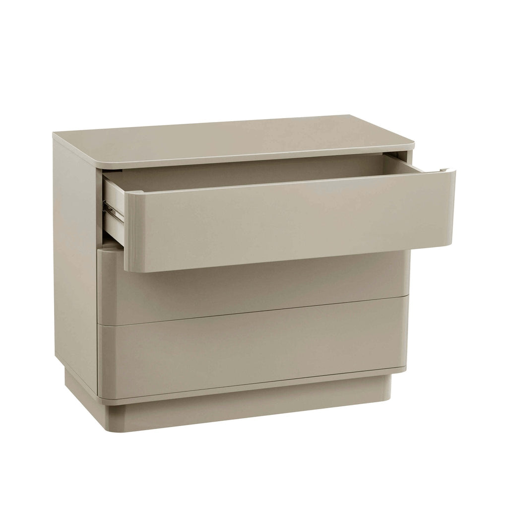 Romilly High Gloss 3 Drawer Chest - Taupe