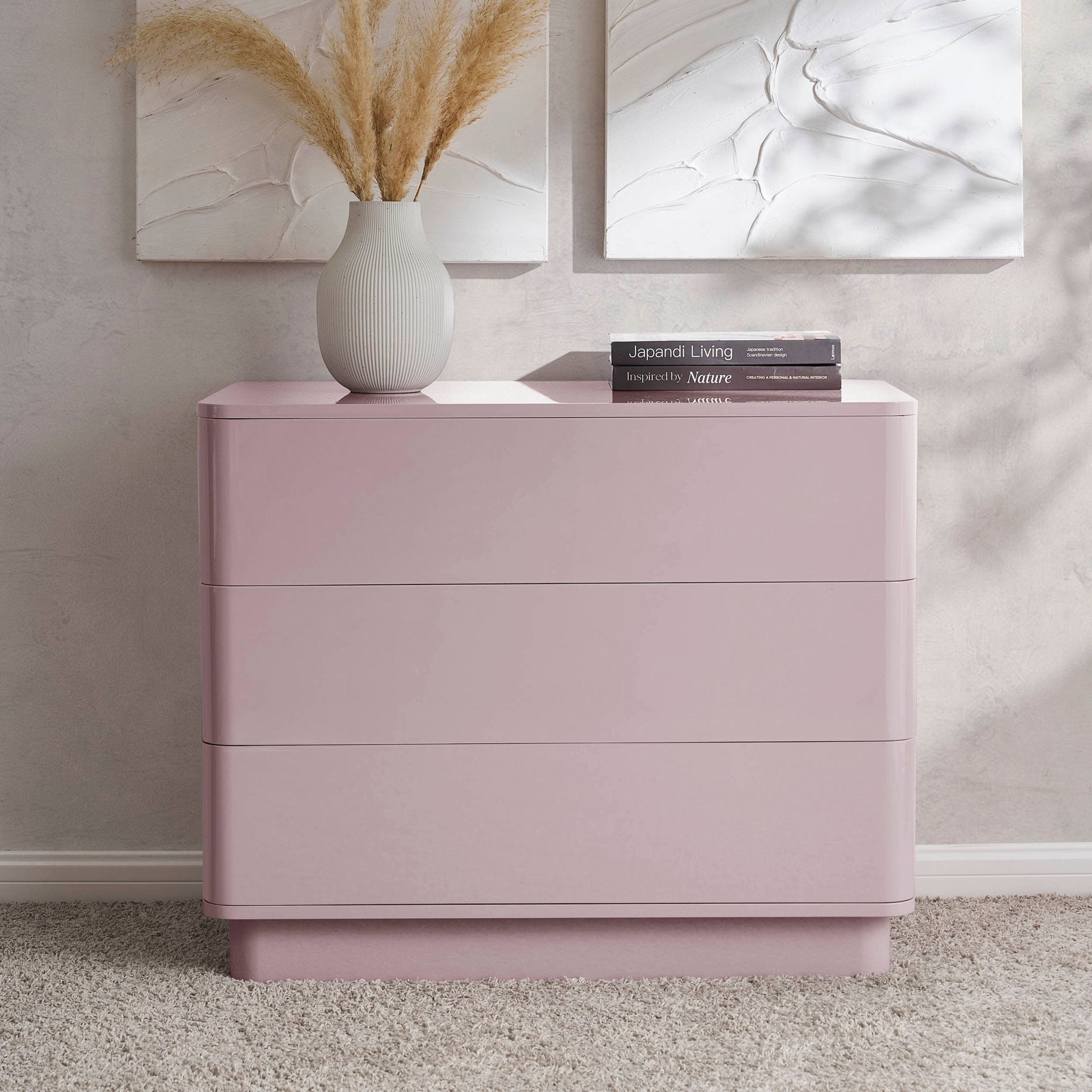 Romilly High Gloss 3 Drawer Chest - Violet Ice