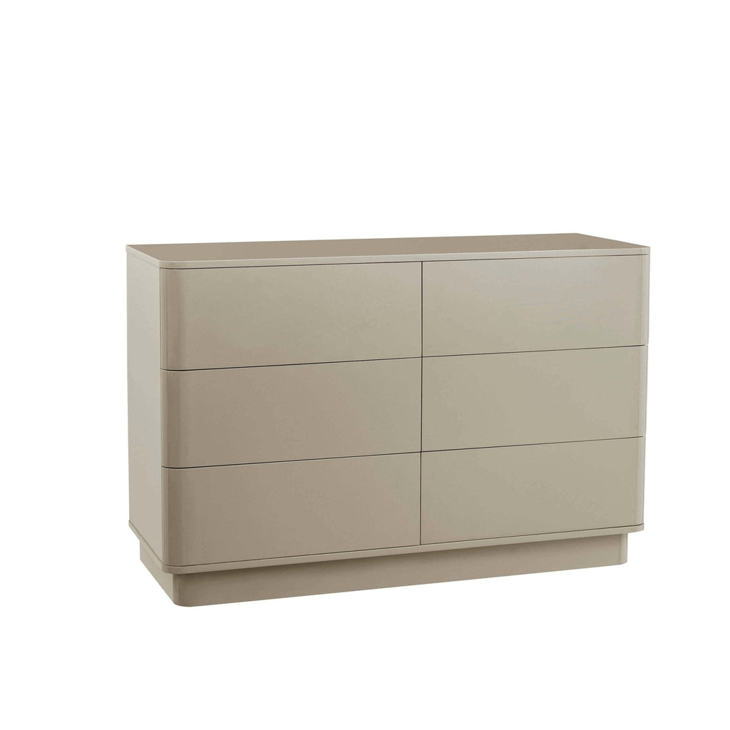 Romilly High Gloss 6 Drawer Chest - Taupe