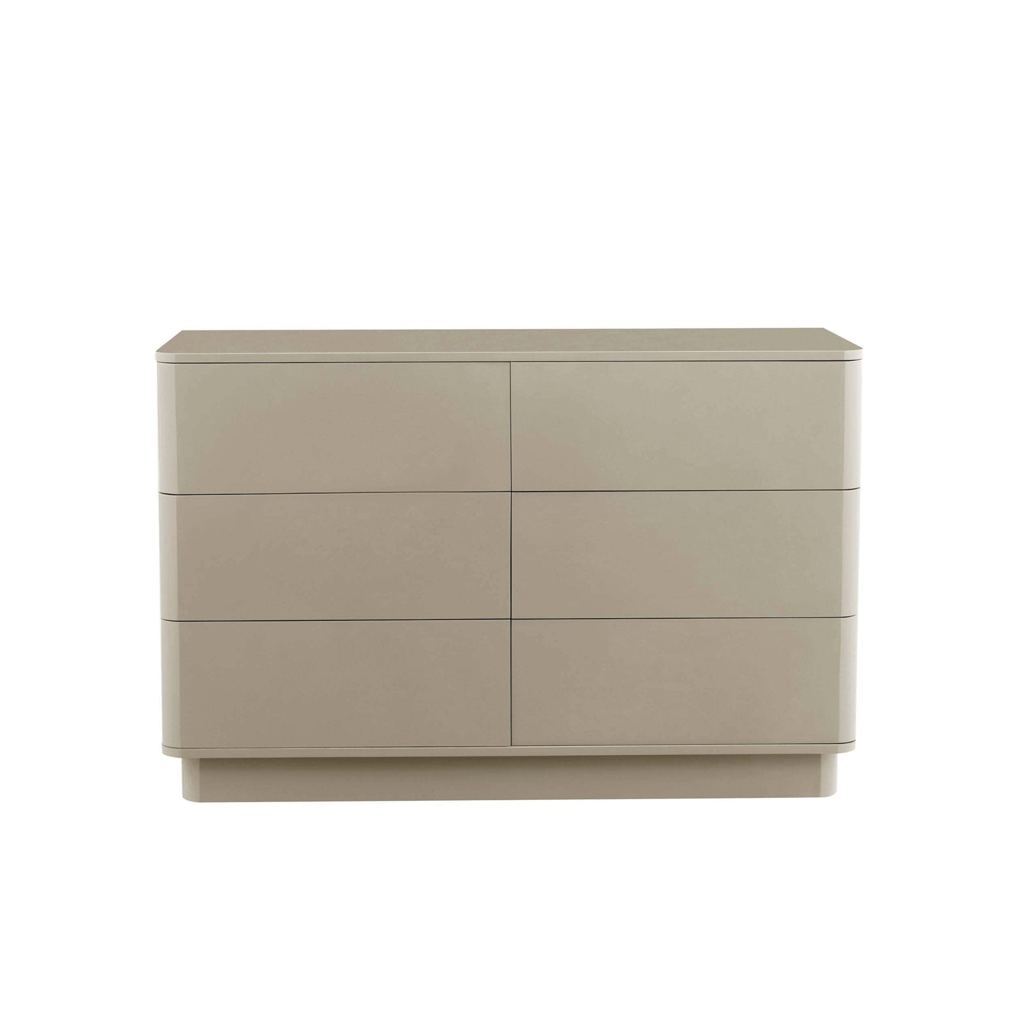 Romilly High Gloss 6 Drawer Chest - Taupe