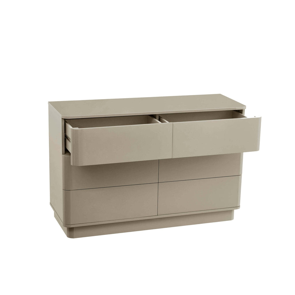 Romilly High Gloss 6 Drawer Chest - Taupe