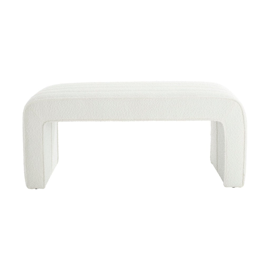 Rosewood Panelled Bench - Boucle Ivory
