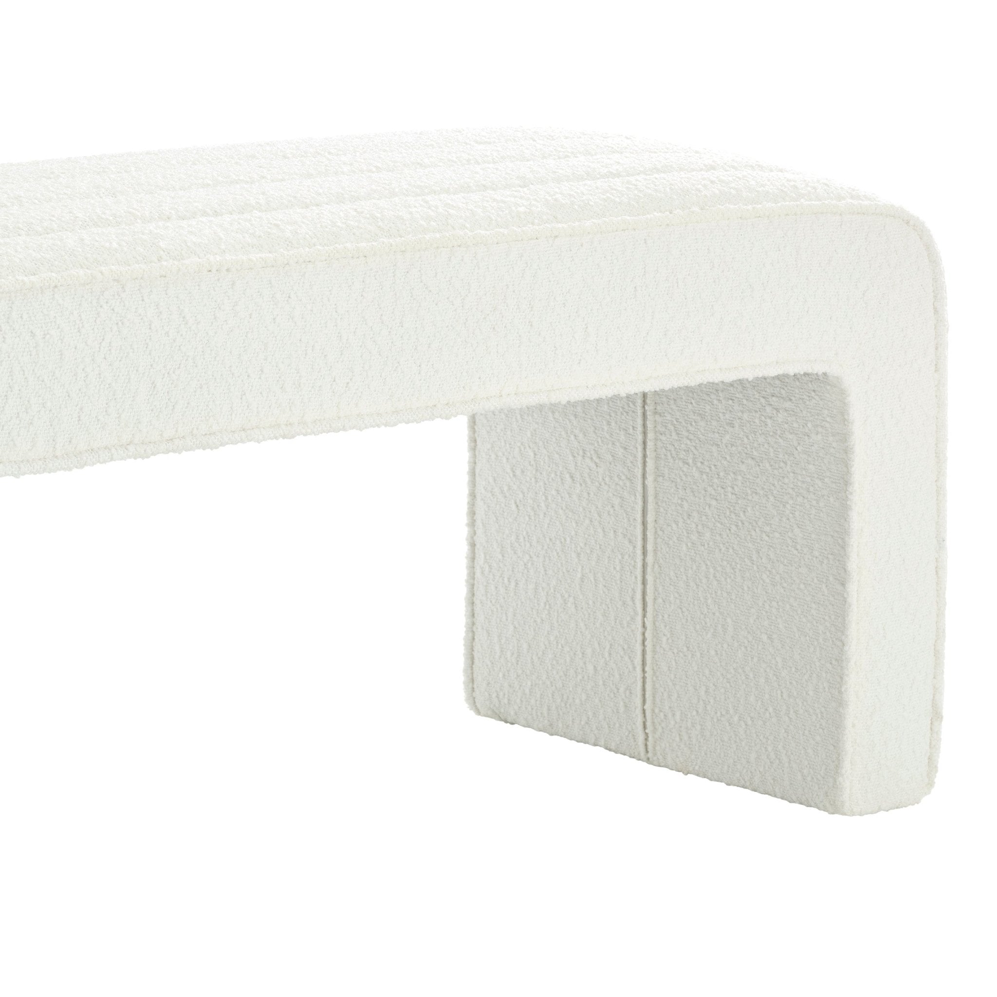 Rosewood Panelled Bench - Boucle Ivory
