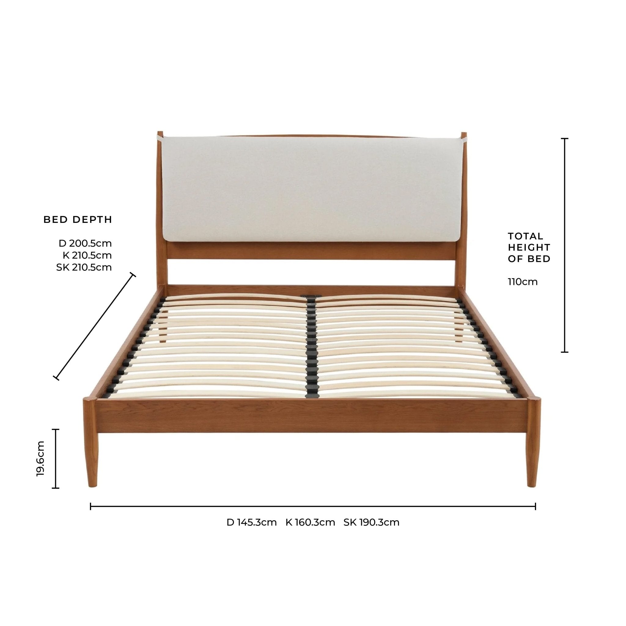 Rotterdam Light Wood Bed Frame - Cappuccino