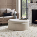 Stockton Round Storage Pouffe - Linen Natural