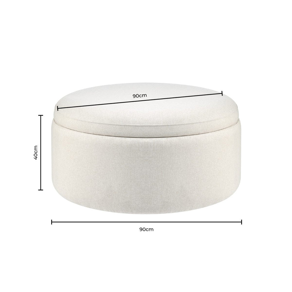 Stockton Round Storage Pouffe - Linen Natural