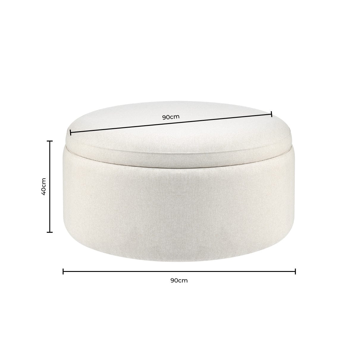 Stockton Round Storage Pouffe - Linen Natural