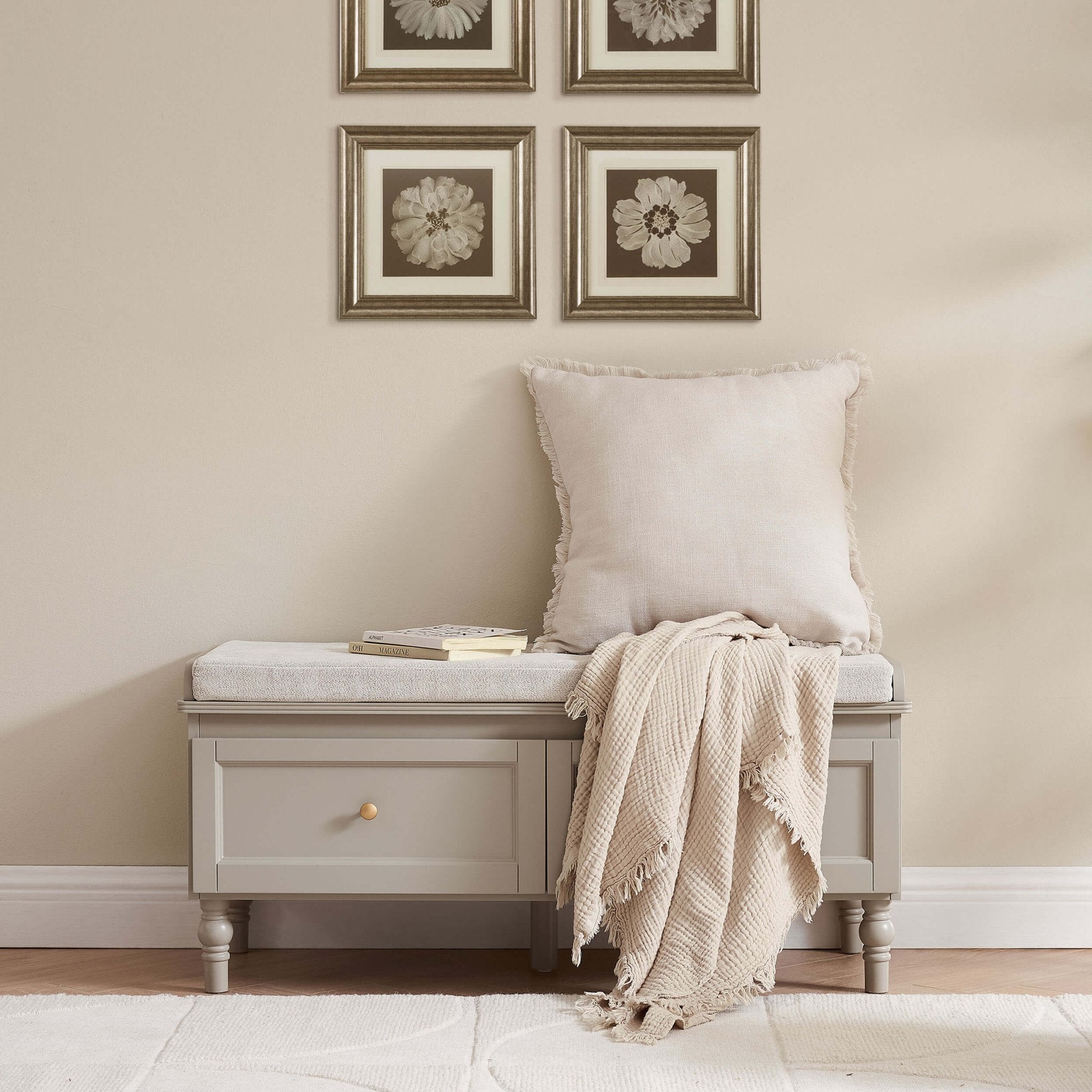 Ruby Storage Cupboard With Seat - Taupe