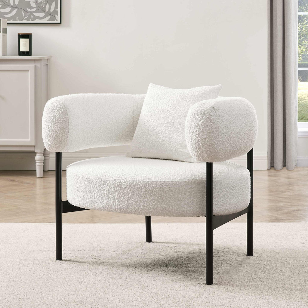 Sabrina Boucle Accent Chair - Off White